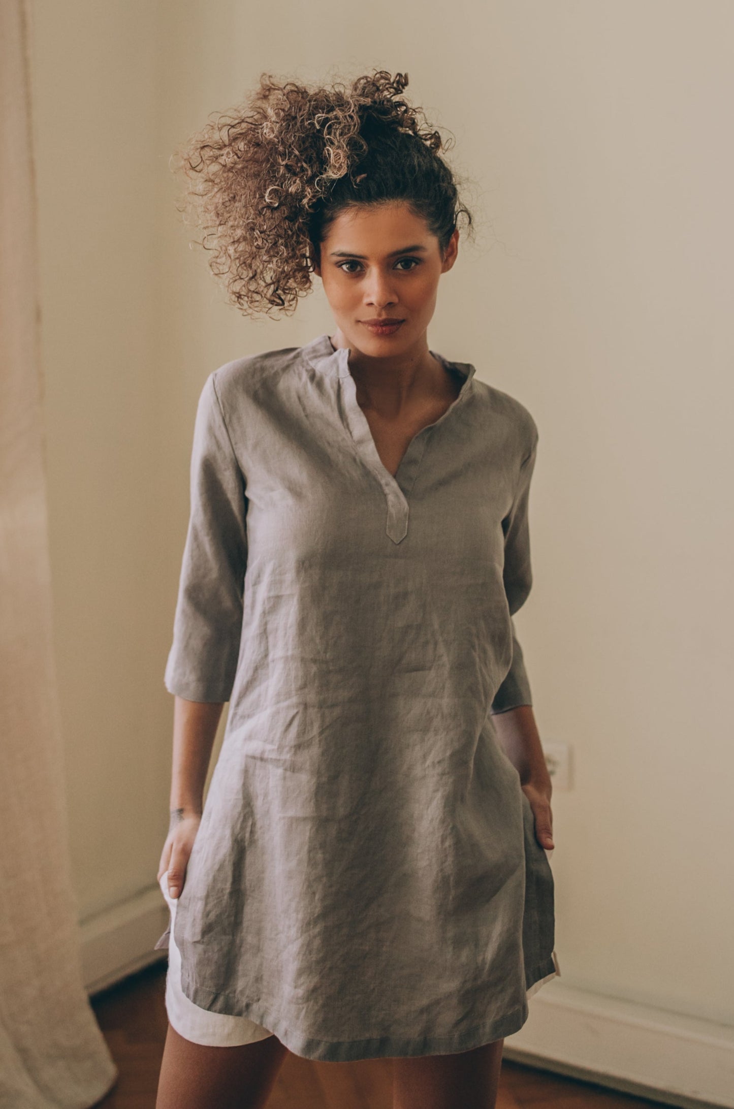 Basic Linen Tunic Shirt, VisibleArtShop