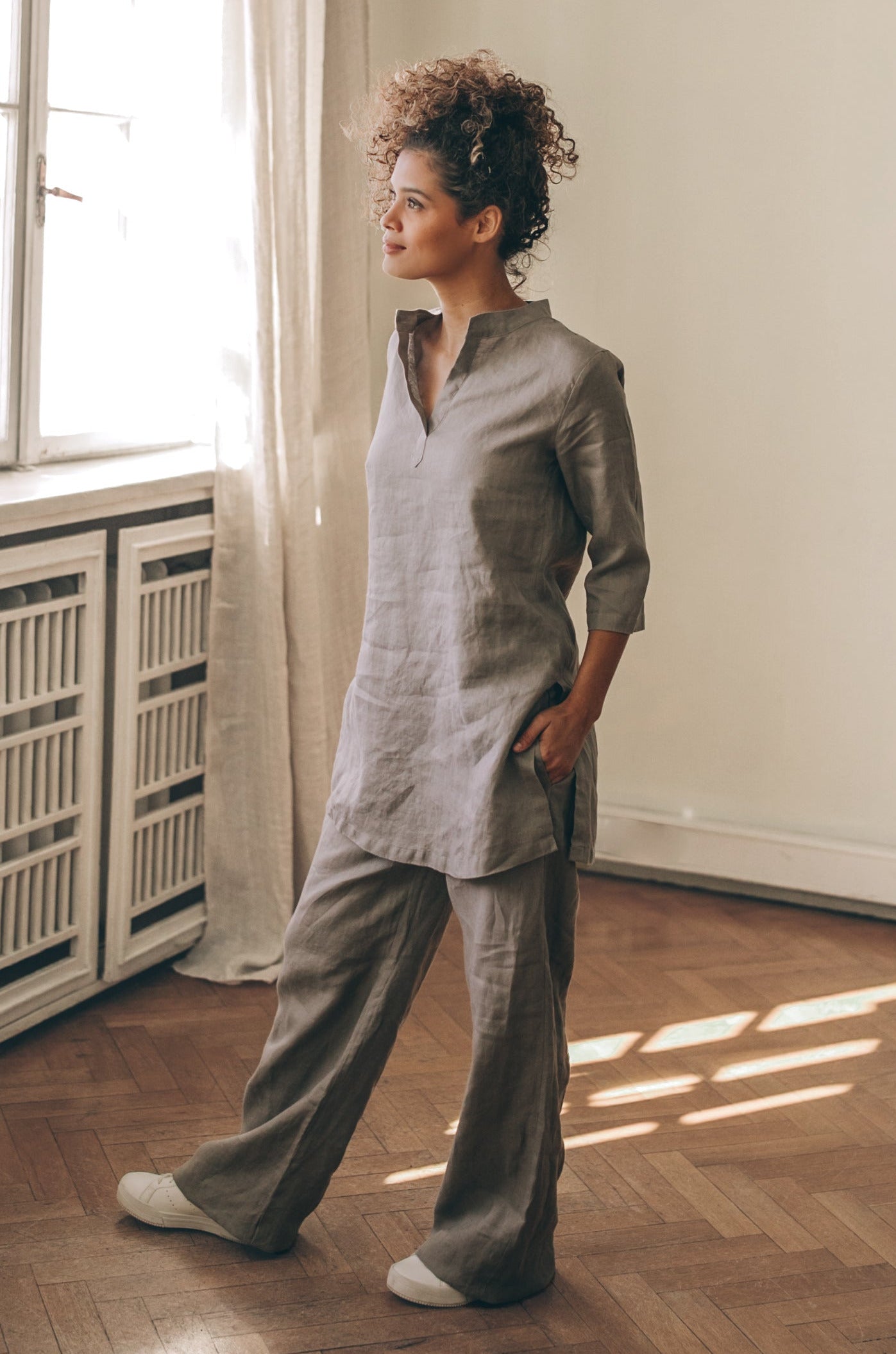 Basic Linen Tunic Shirt, VisibleArtShop