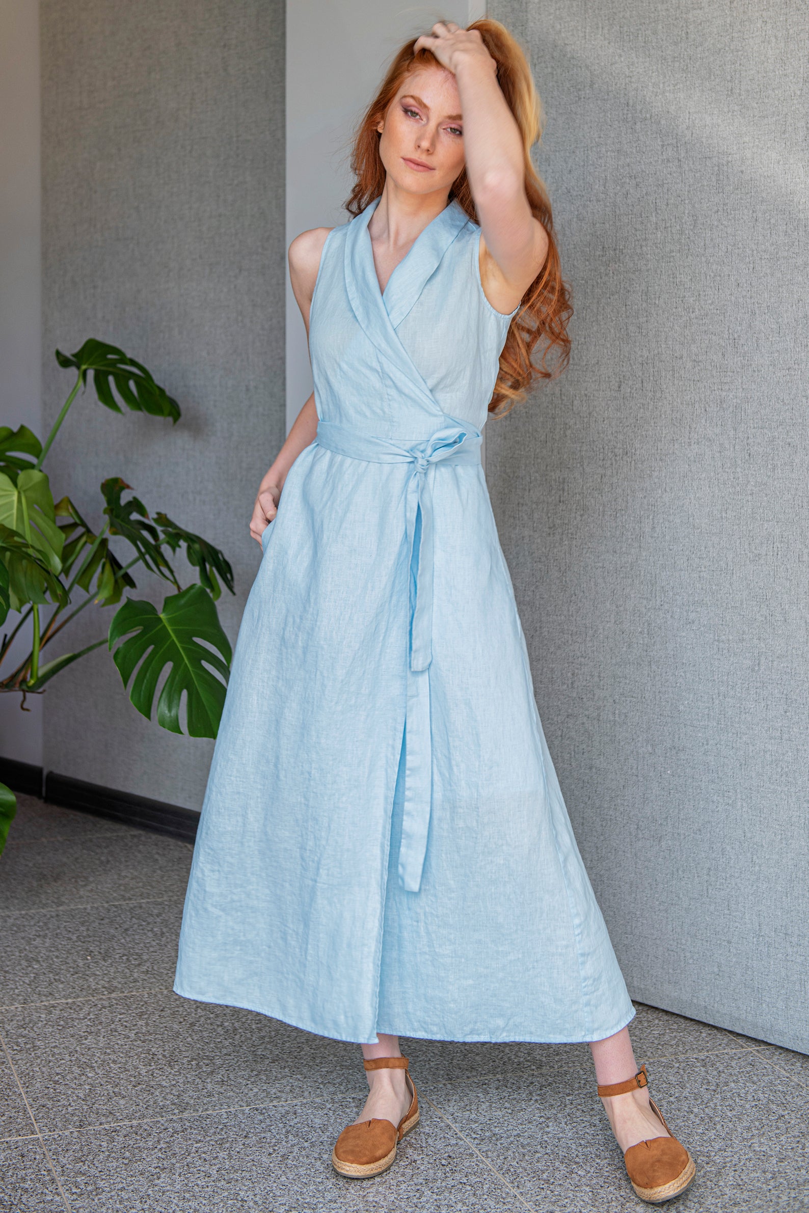 Sleeveless Linen Dress, Linen Wrap Dress, Linen Maxi Dress, Long Linen Dress with Belt, Plus Size Linen Clothing, Boho Dress, Women Dress, 2XL / Rusty Sleeveless Linen Dress, Linen Wrap Dress, Linen Maxi Dress, Long Linen Dress with Belt, Plus Size Linen Clothing, Boho Dress, Women Dress, 2XL / Rusty