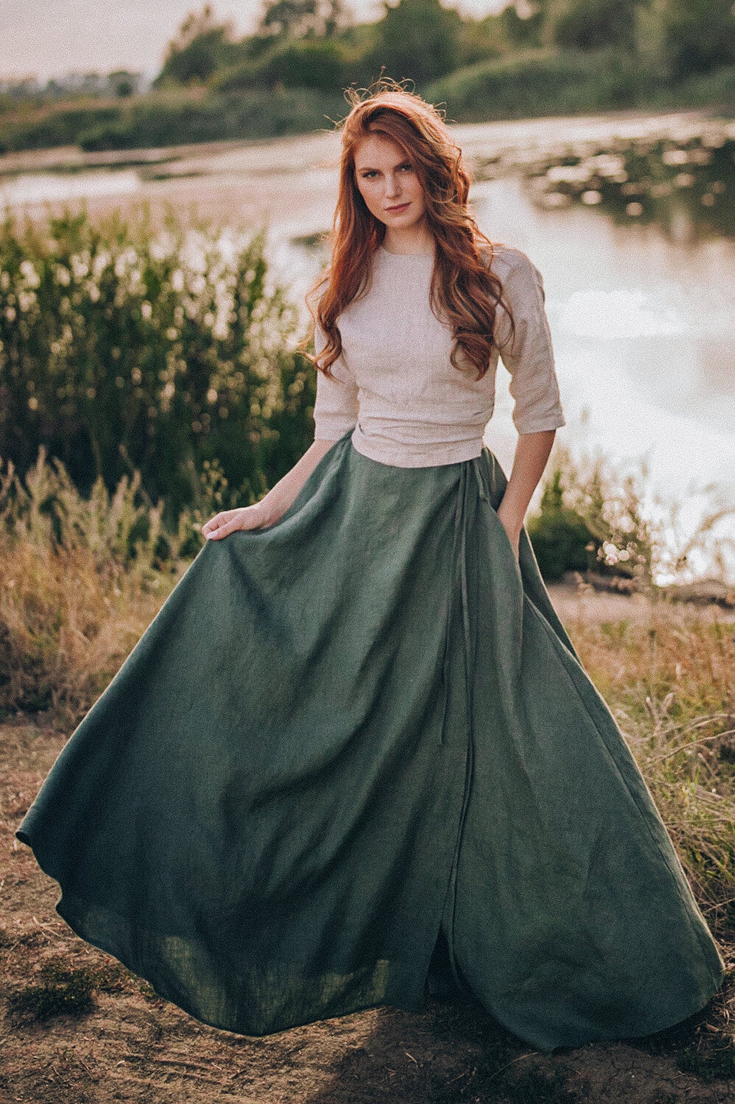 Heavyweight Linen Maxi Skirt, VisibleArtShop