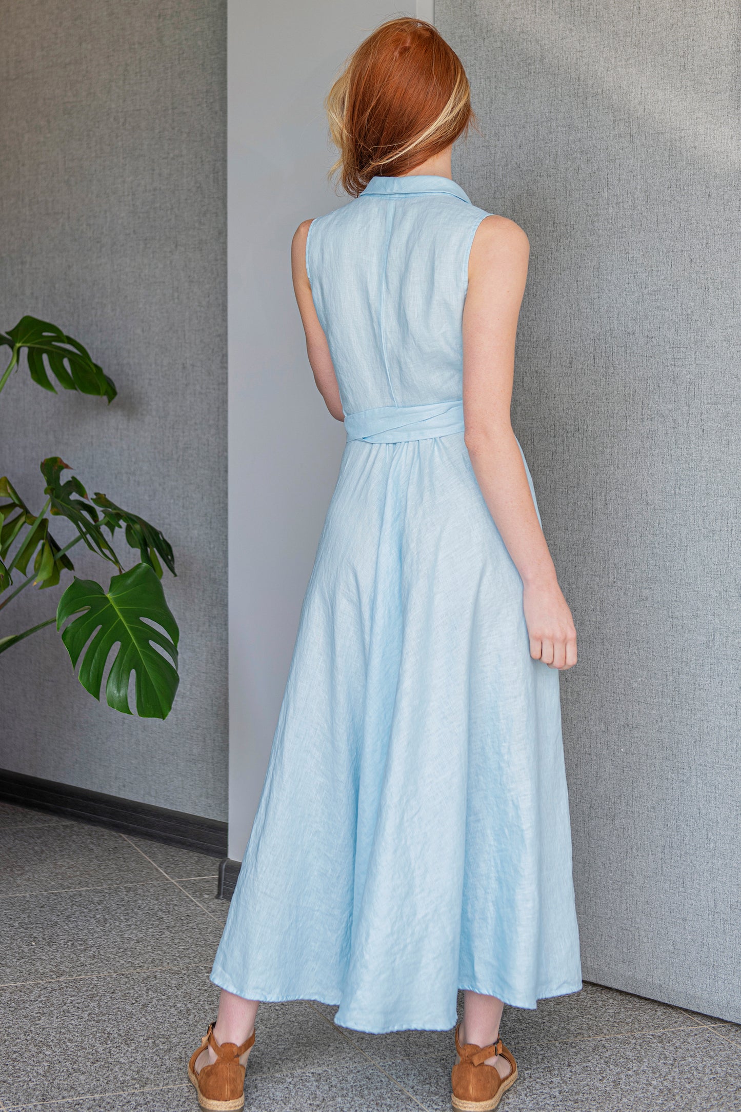 Sleeveless Linen Wrap Dress, VisibleArtShop