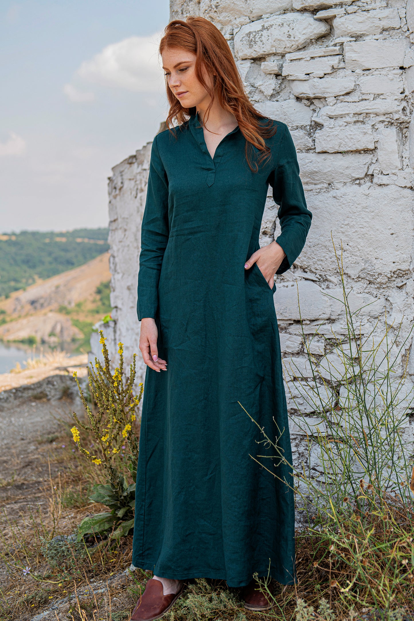 Maxi Linen Shirt Dress, VisibleArtShop