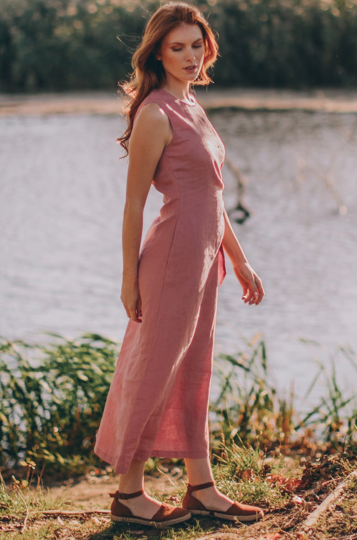 Long Linen Dress - Loose Summer Kaftan Dress - Pink Summer Dress - Natural Linen Clothing for Women - Plus Size Dress - Sleeveless Vacation Dress, 2XL Long Linen Dress - Loose Summer Kaftan Dress - Pink Summer Dress - Natural Linen Clothing for Women - Plus Size Dress - Sleeveless Vacation Dress, 2XL