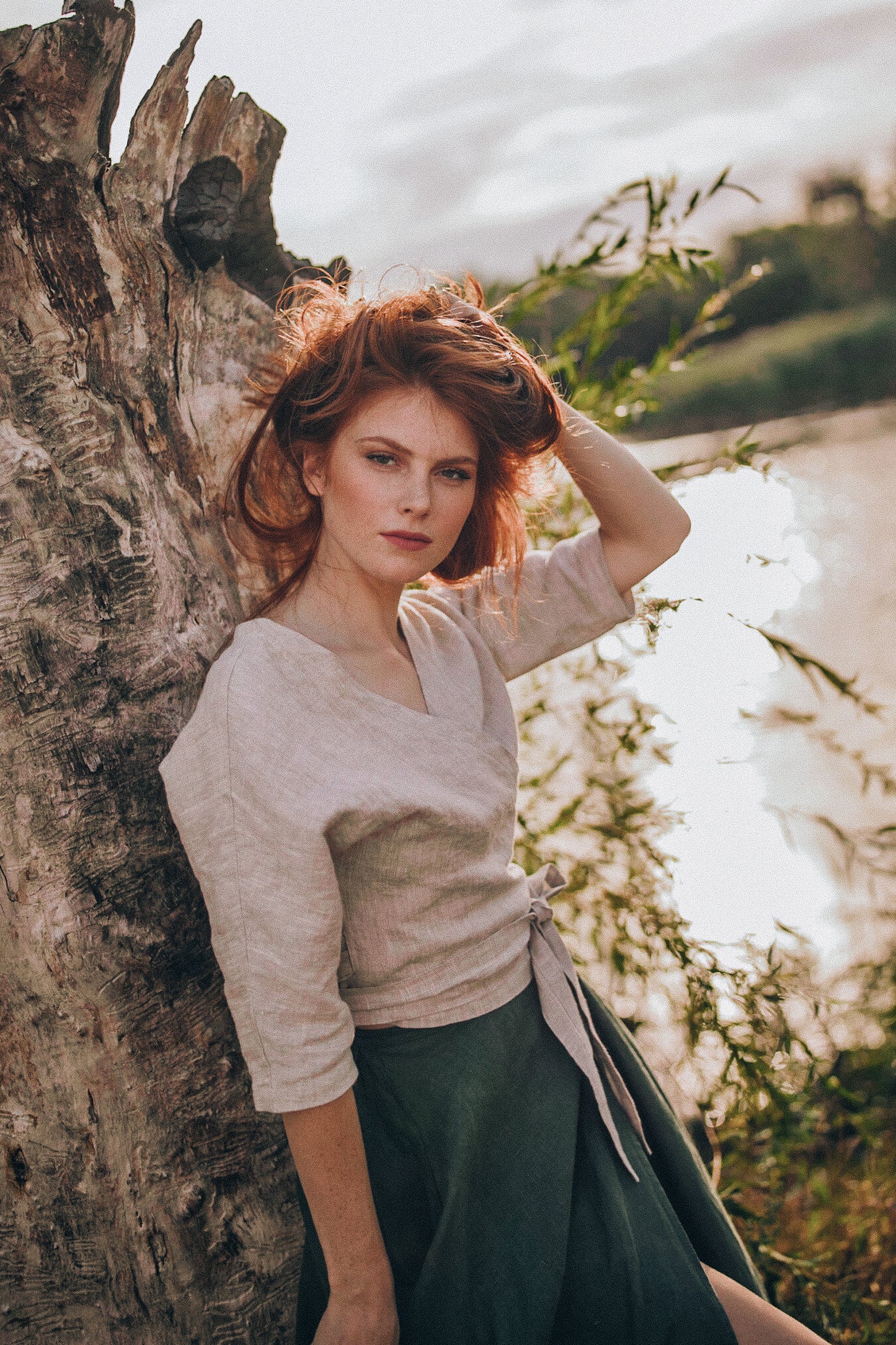 Minimalist Linen Wrap Top, VisibleArtShop