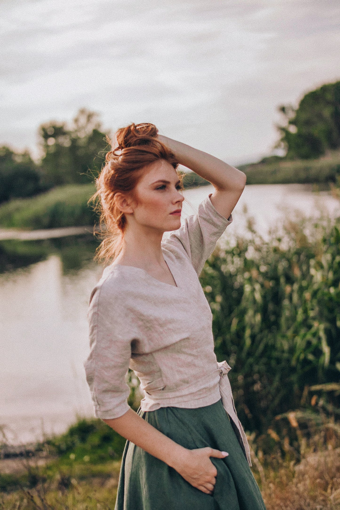 Minimalist Linen Wrap Top, VisibleArtShop