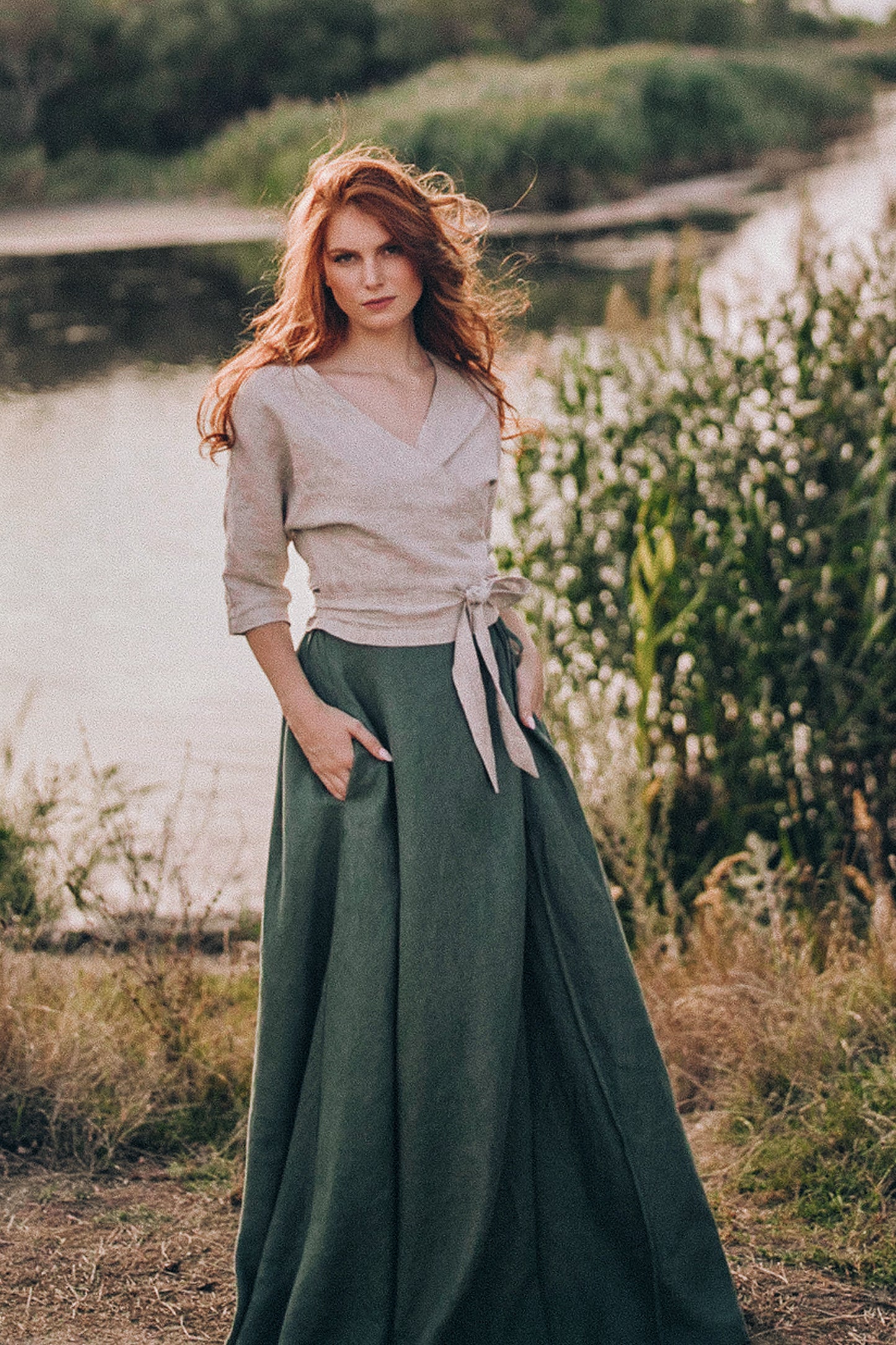 Minimalist Linen Wrap Top, VisibleArtShop