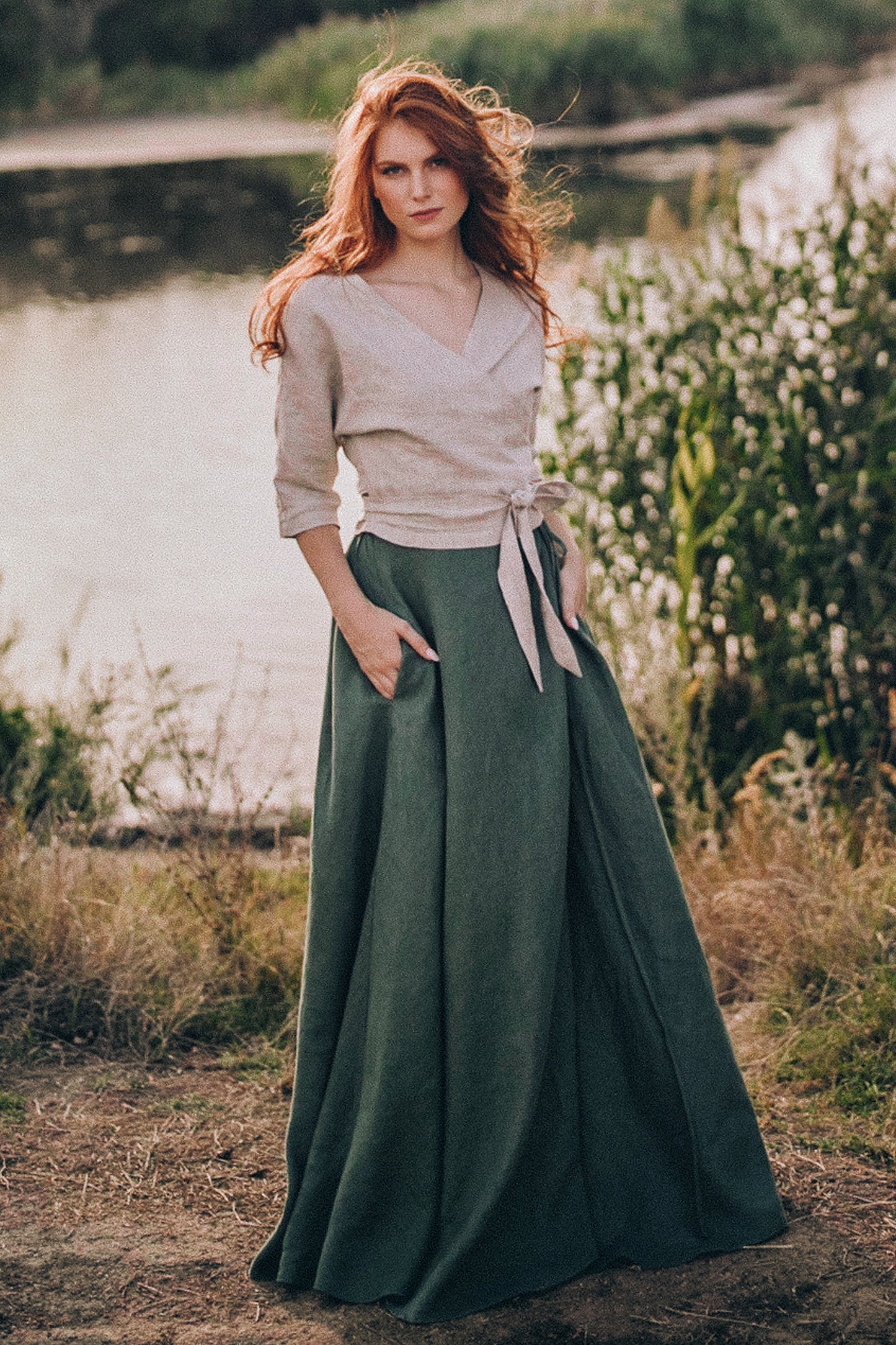 Heavyweight Linen Maxi Skirt, VisibleArtShop