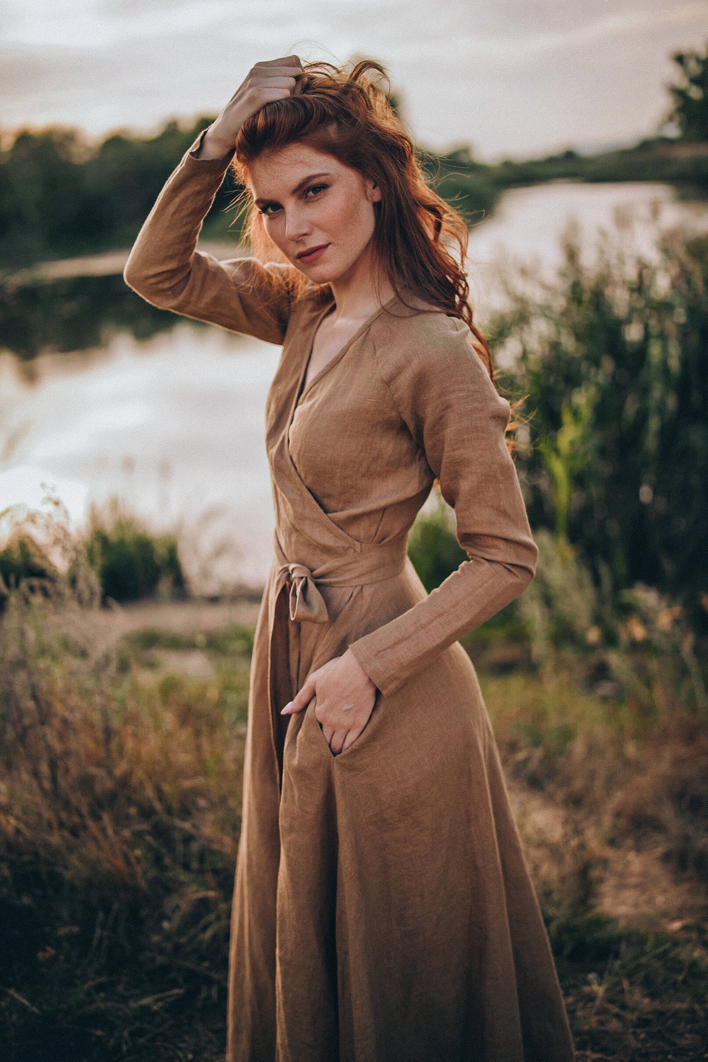 Rich Linen Wrap Dress, VisibleArtShop