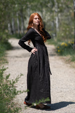 Long Sleeve Linen Wrap Dress - VisibleArtShop