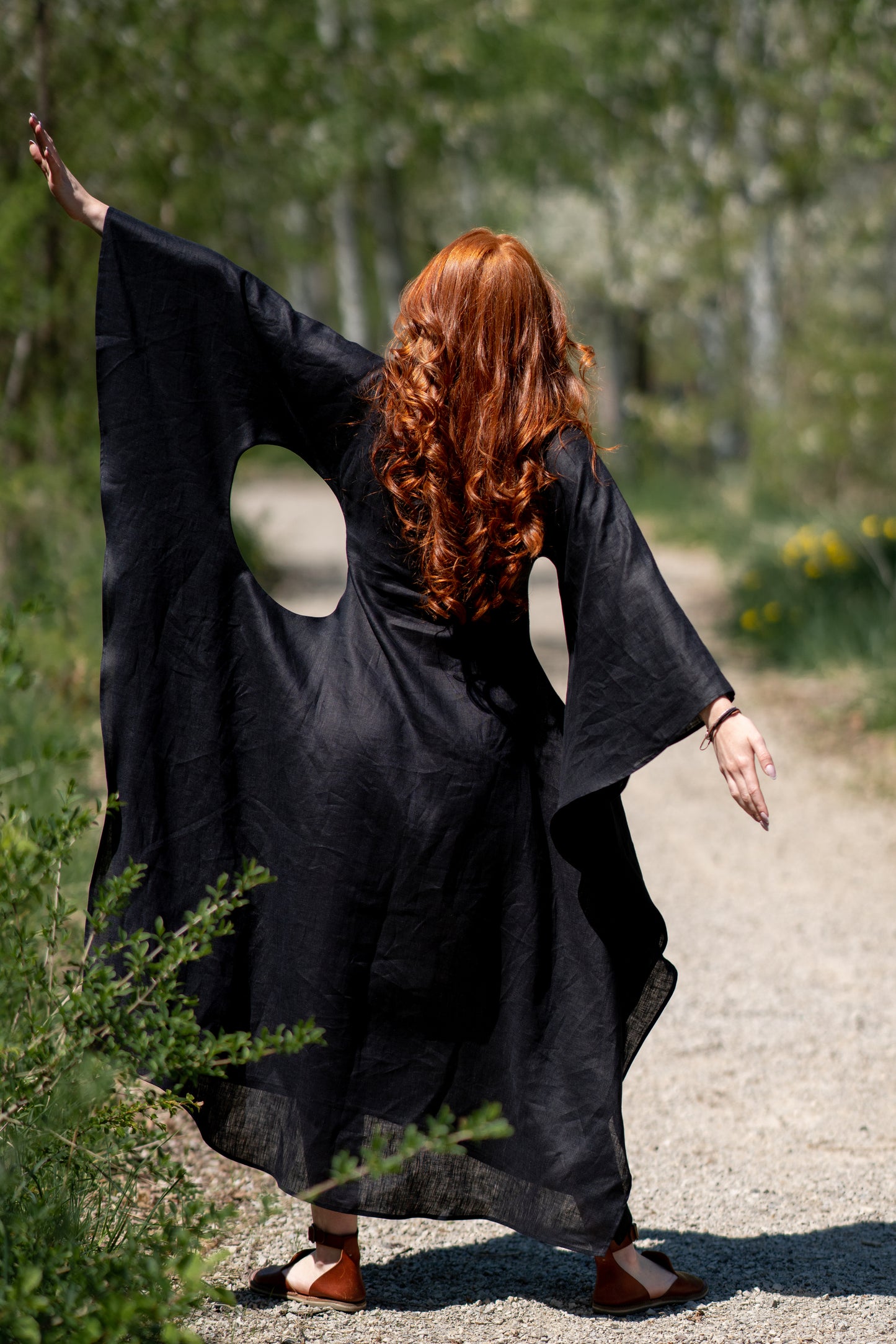 Long Linen Batwing Dress, VisibleArtShop