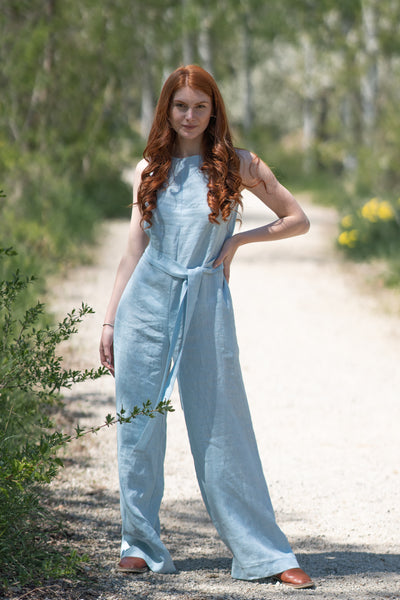 Light blue store linen jumpsuit