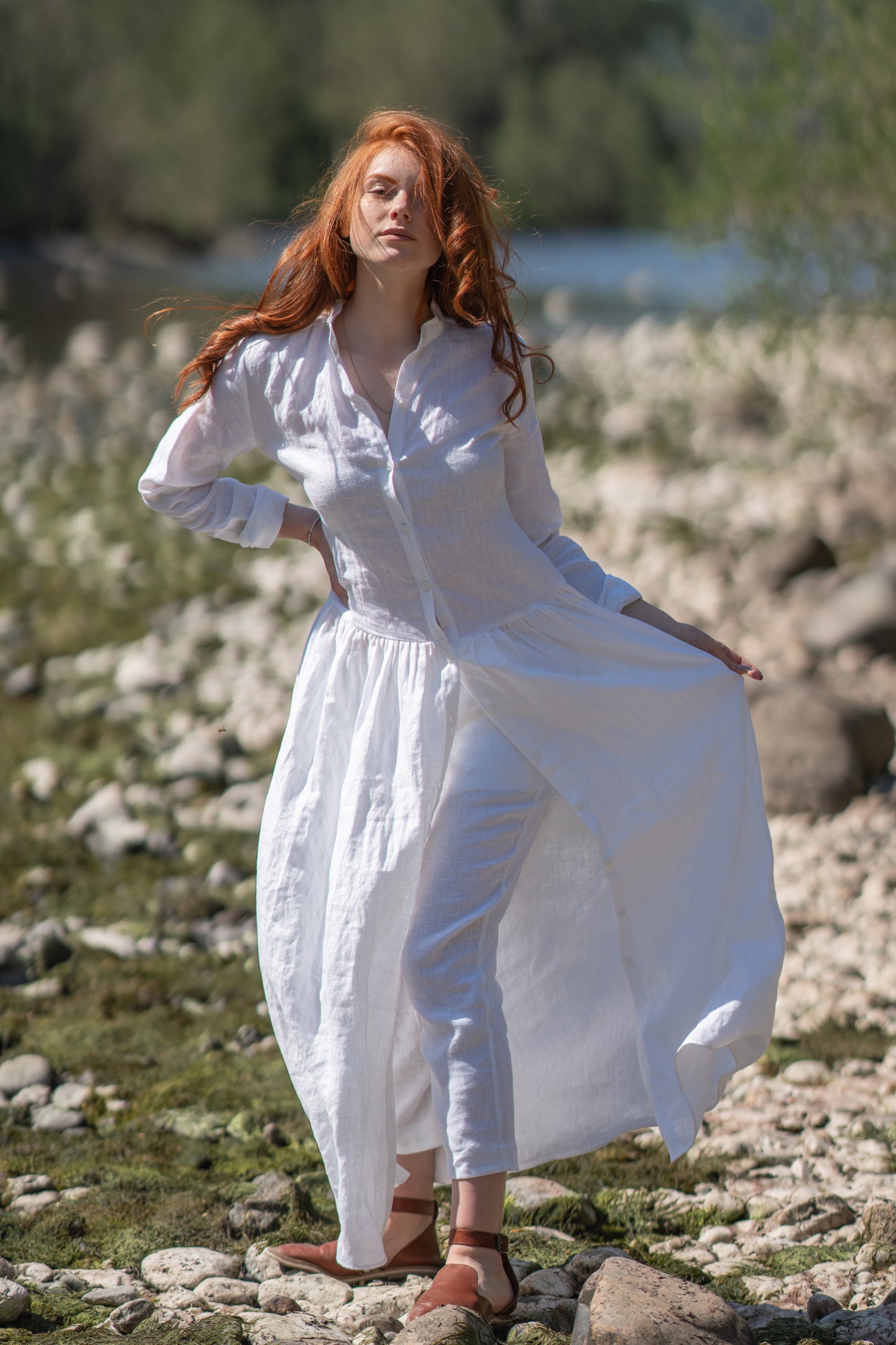 Long Linen Tunic Shirt, VisibleArtShop