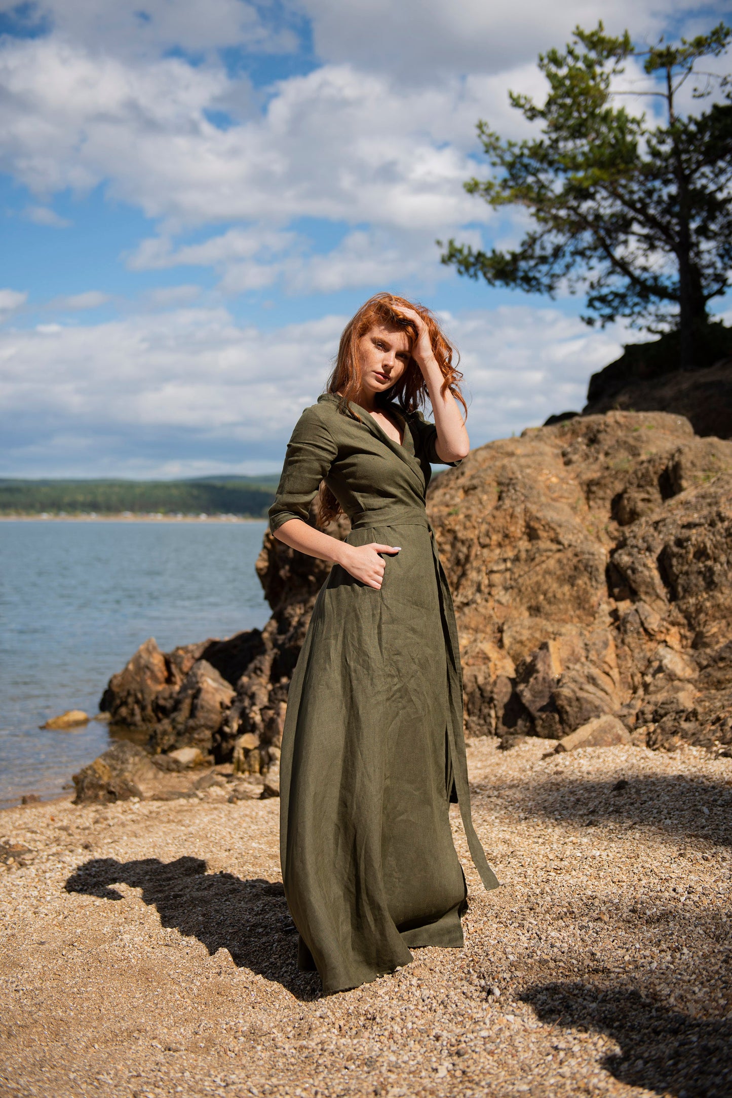 Linen Wrap Dress, VisibleArtShop