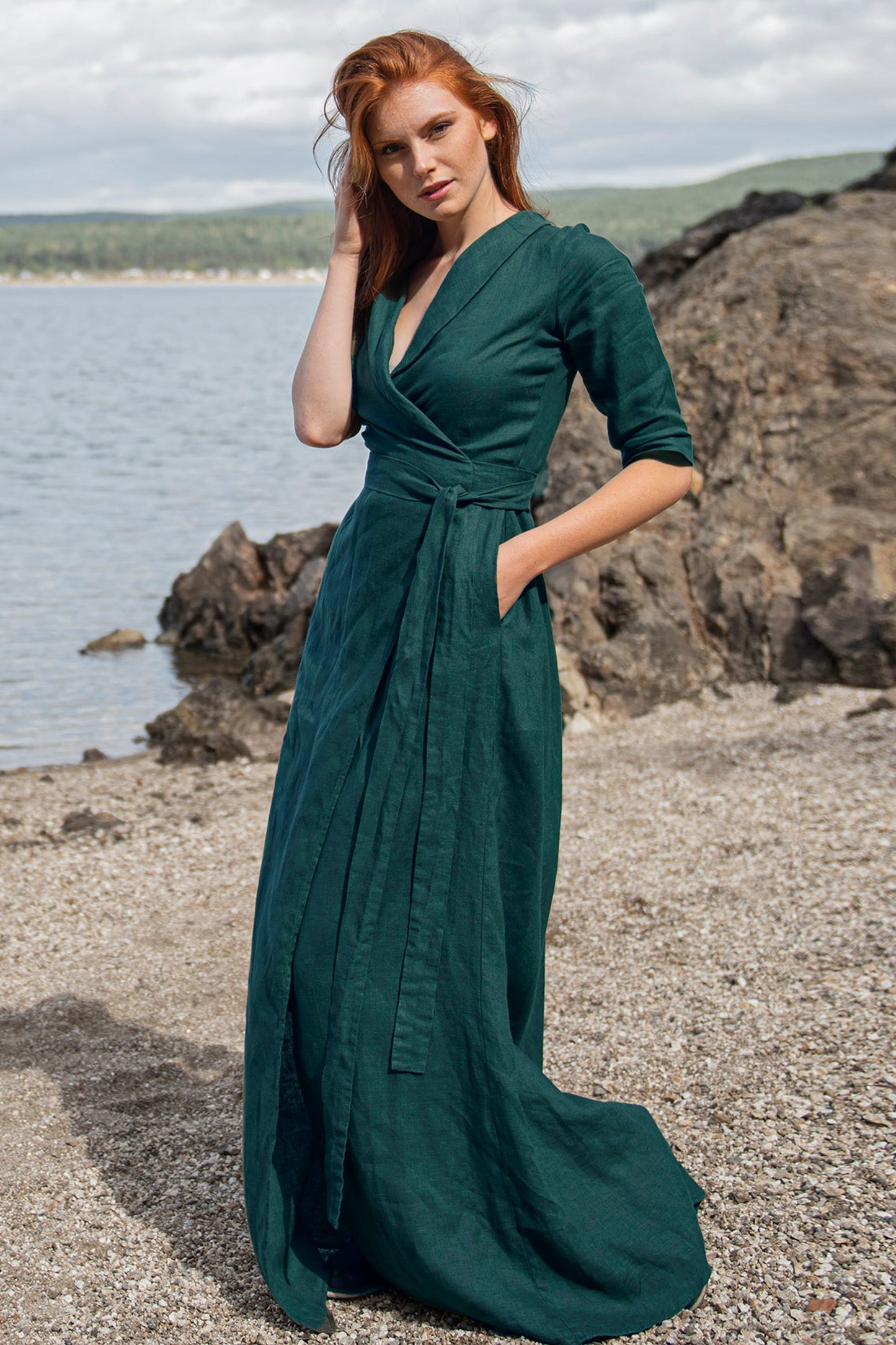 Linen Wrap Dress, VisibleArtShop