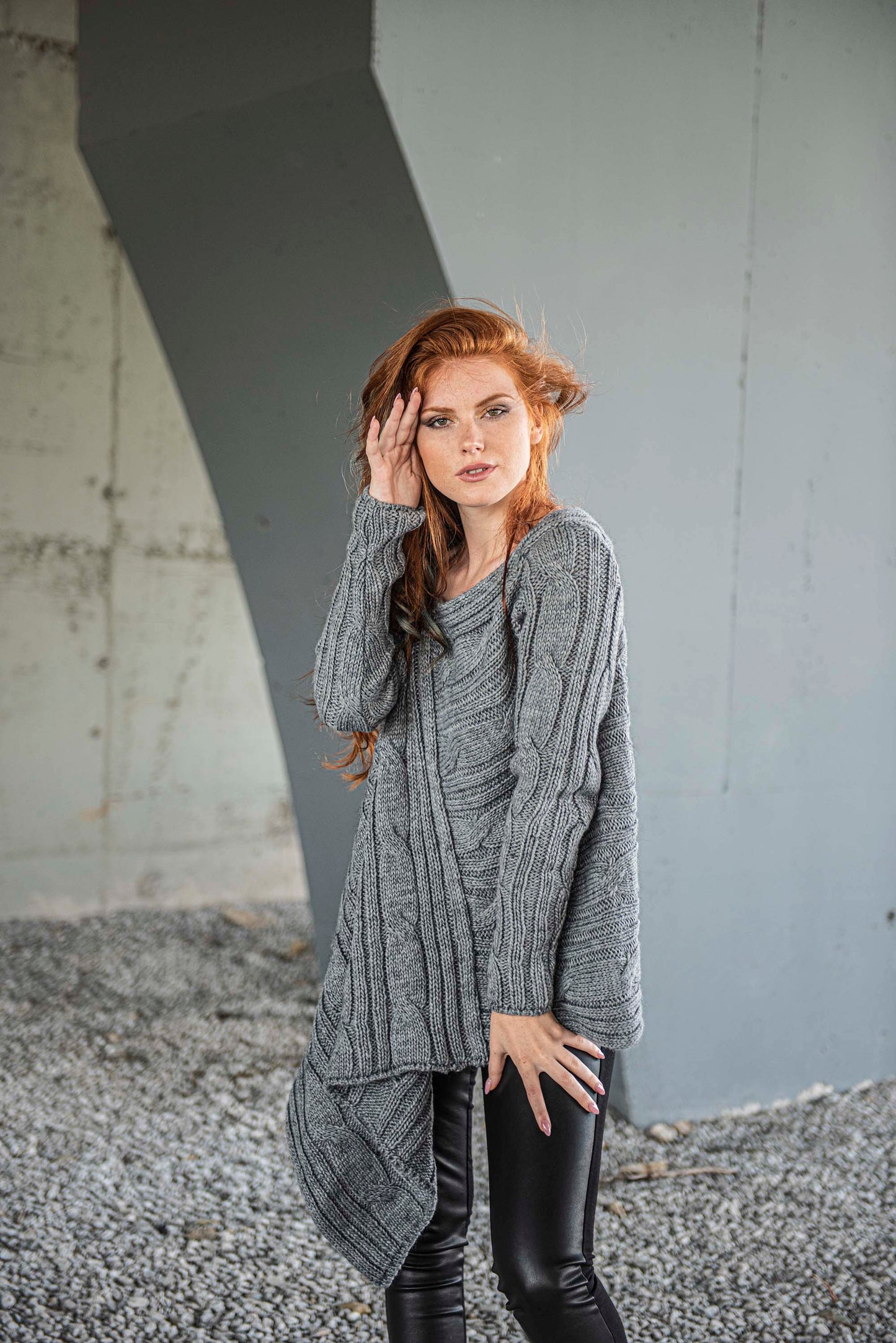 Asymmetric Knit Sweater, VisibleArtShop