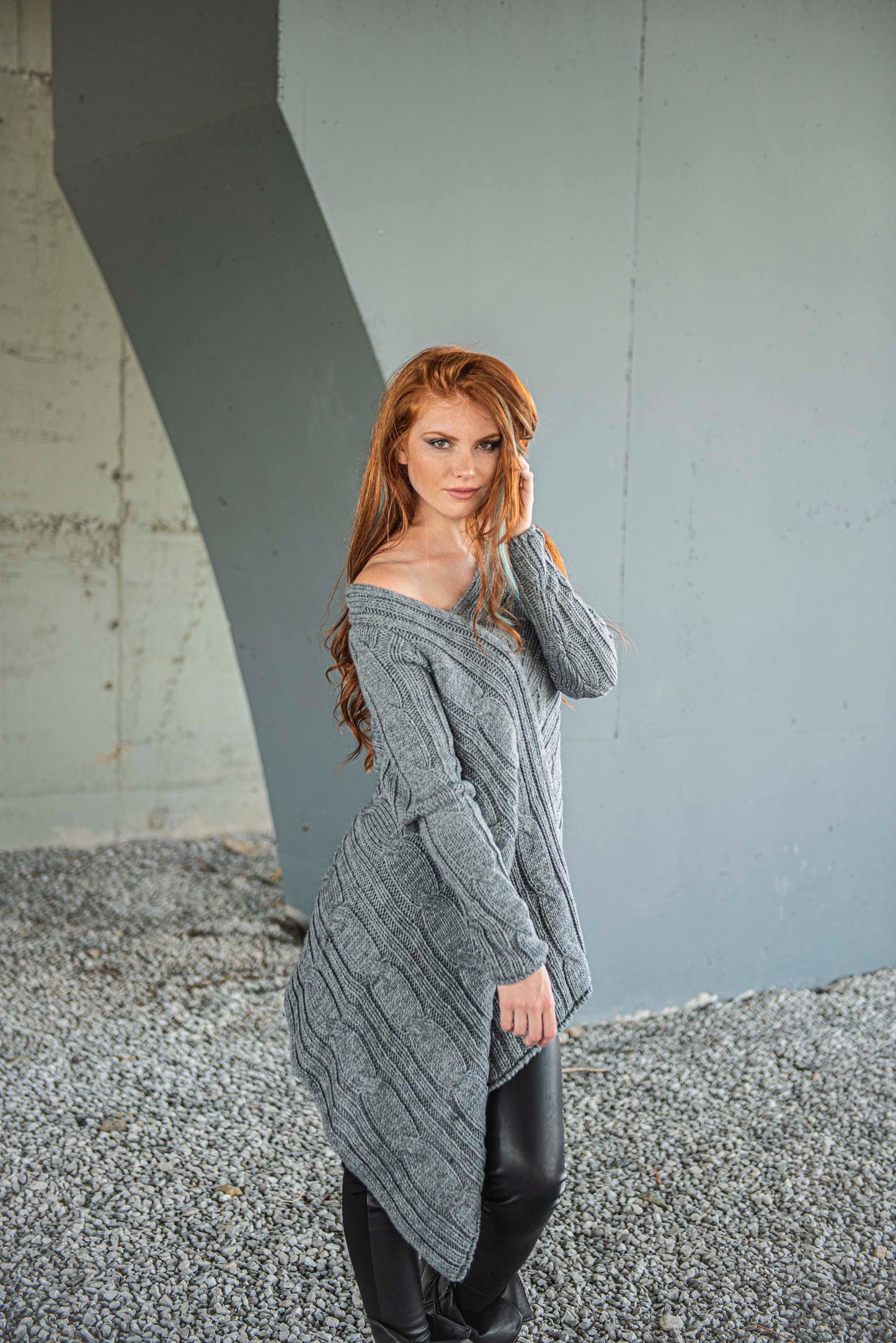 Asymmetric Knit Sweater, VisibleArtShop