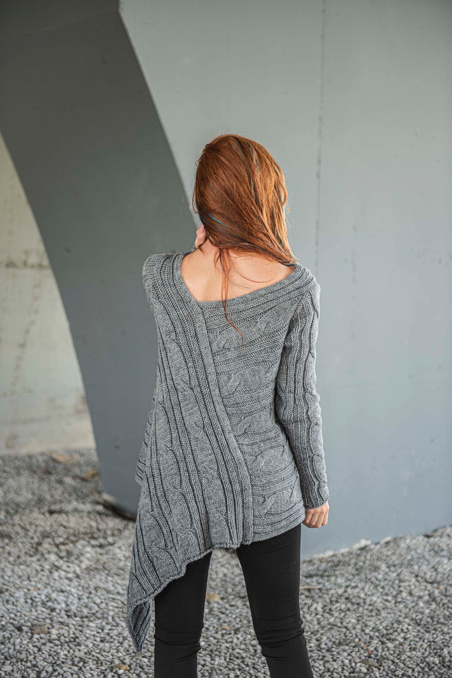 Asymmetric Knit Sweater, VisibleArtShop