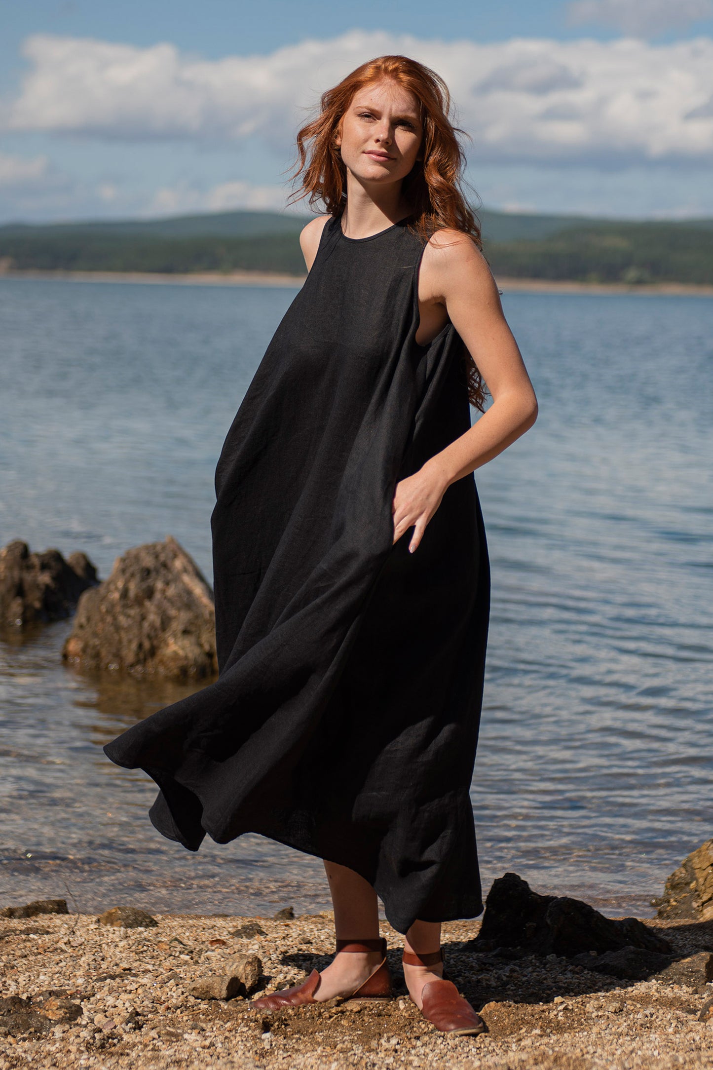 Classic Linen Maxi Dress, VisibleArtShop