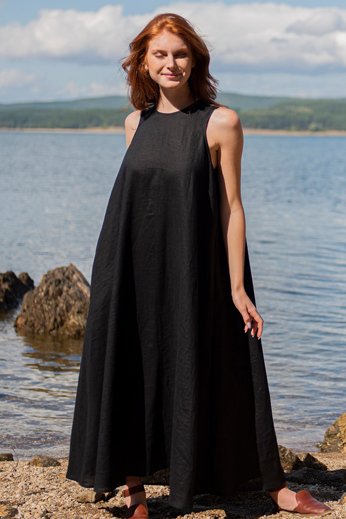 Classic Linen Maxi Dress, VisibleArtShop