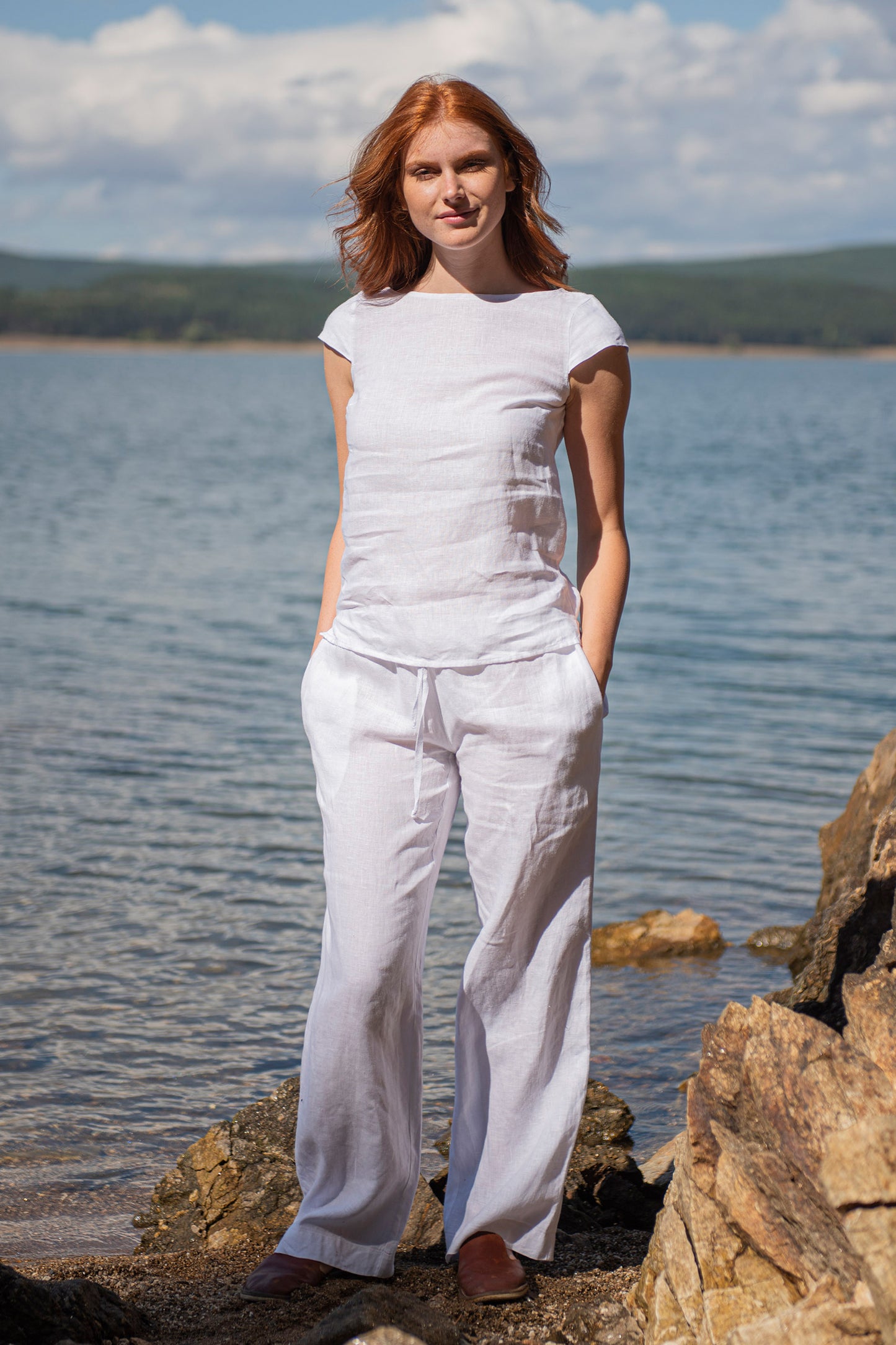 Linen Top with Cap Sleeves, VisibleArtShop