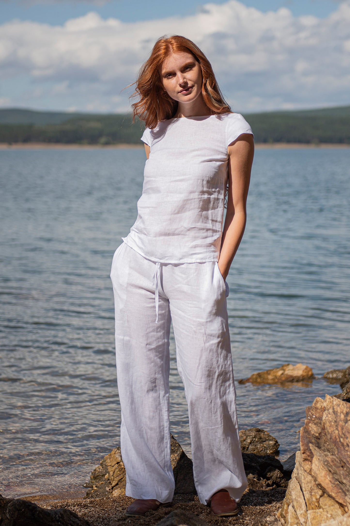 Linen Top with Cap Sleeves, VisibleArtShop