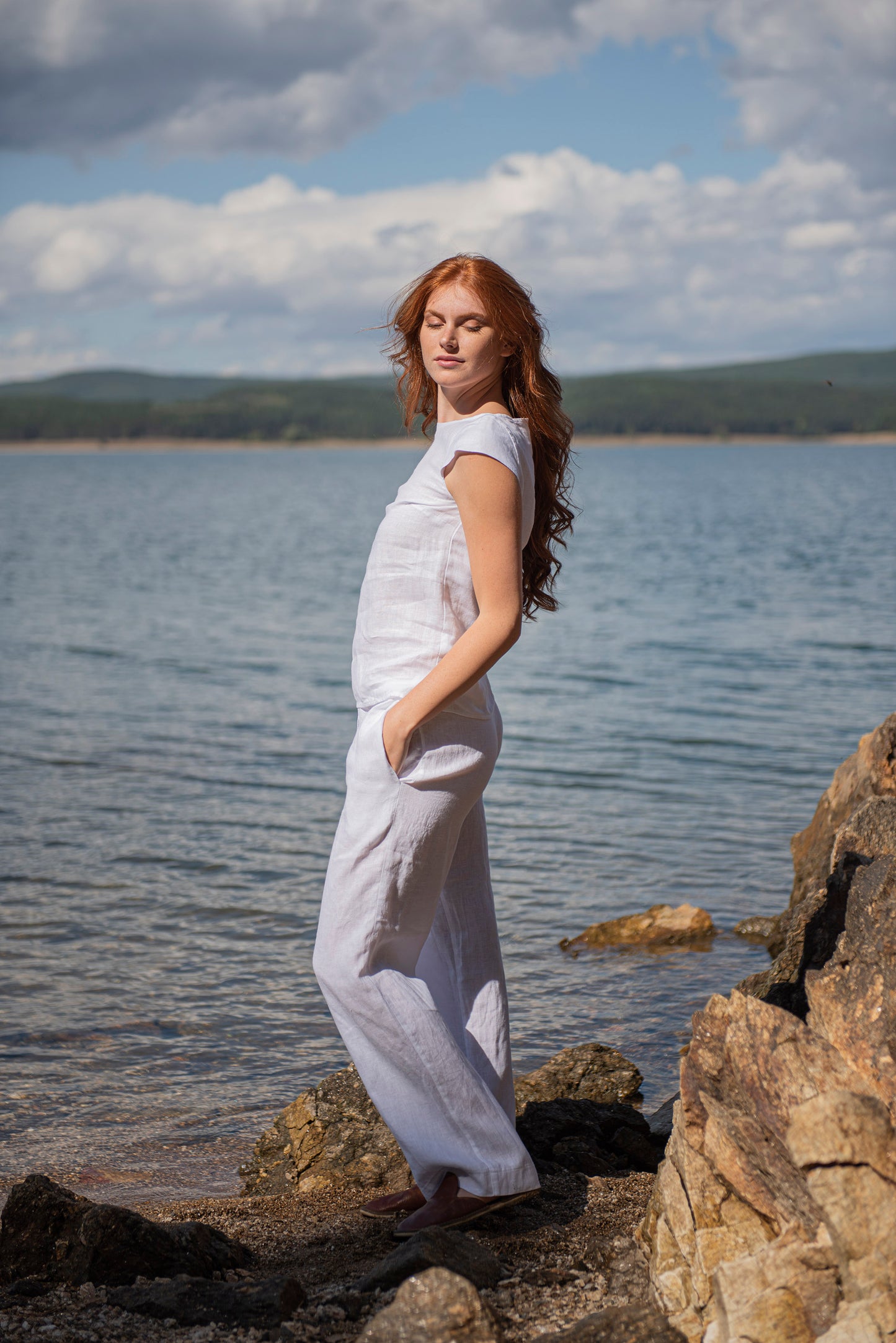 Linen Top with Cap Sleeves, VisibleArtShop