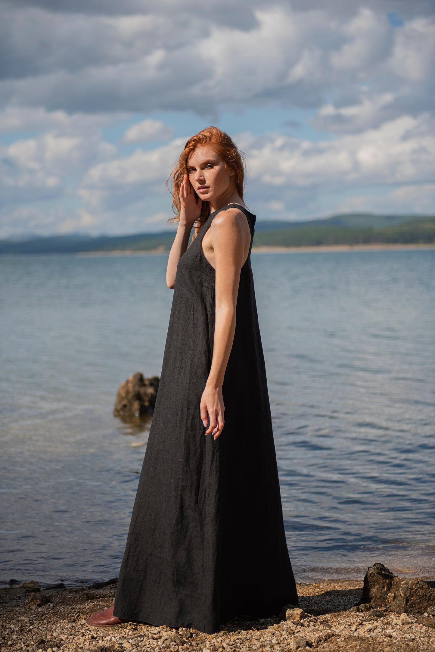 Minimalist Long Linen Dress, VisibleArtShop