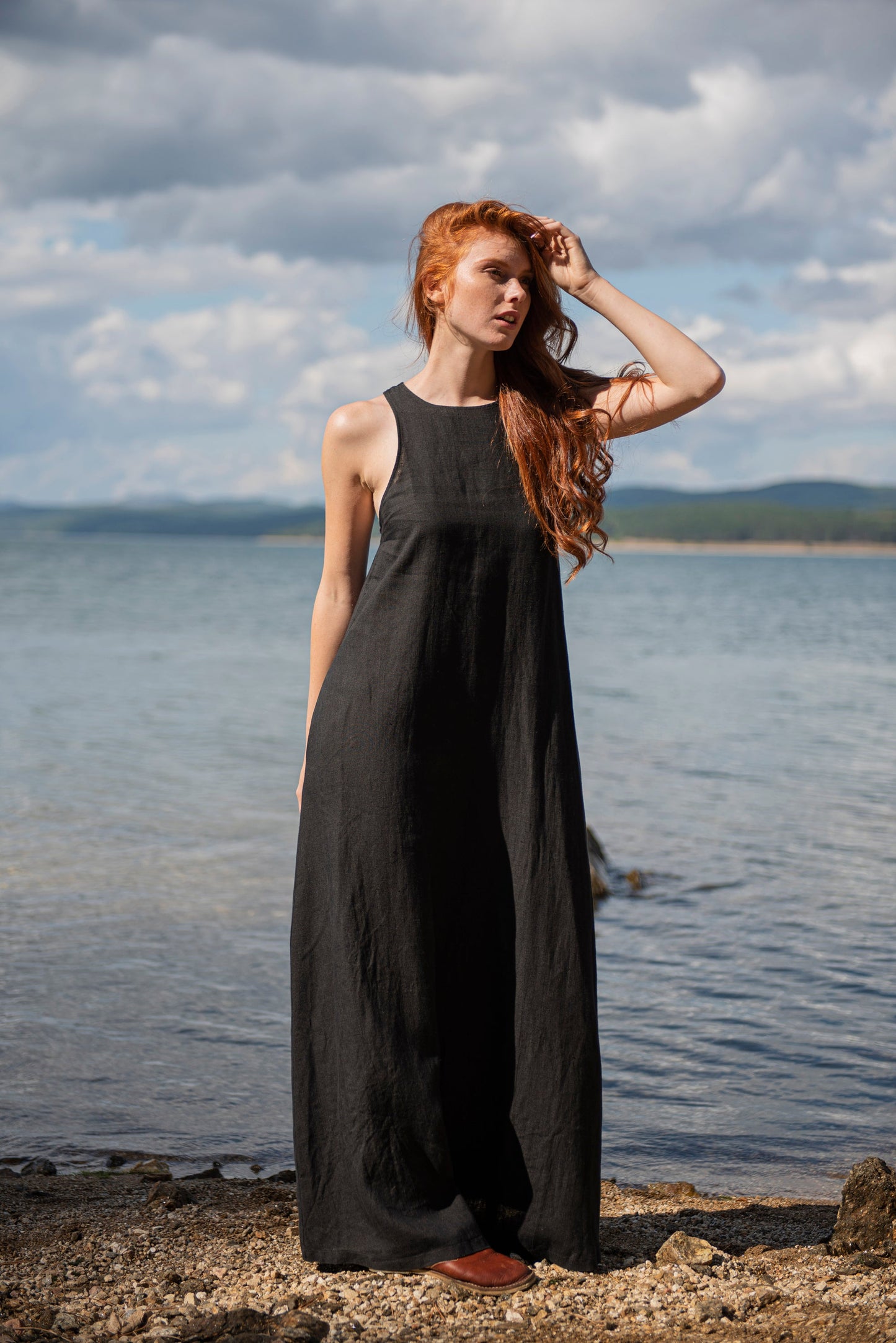 Minimalist Long Linen Dress, VisibleArtShop