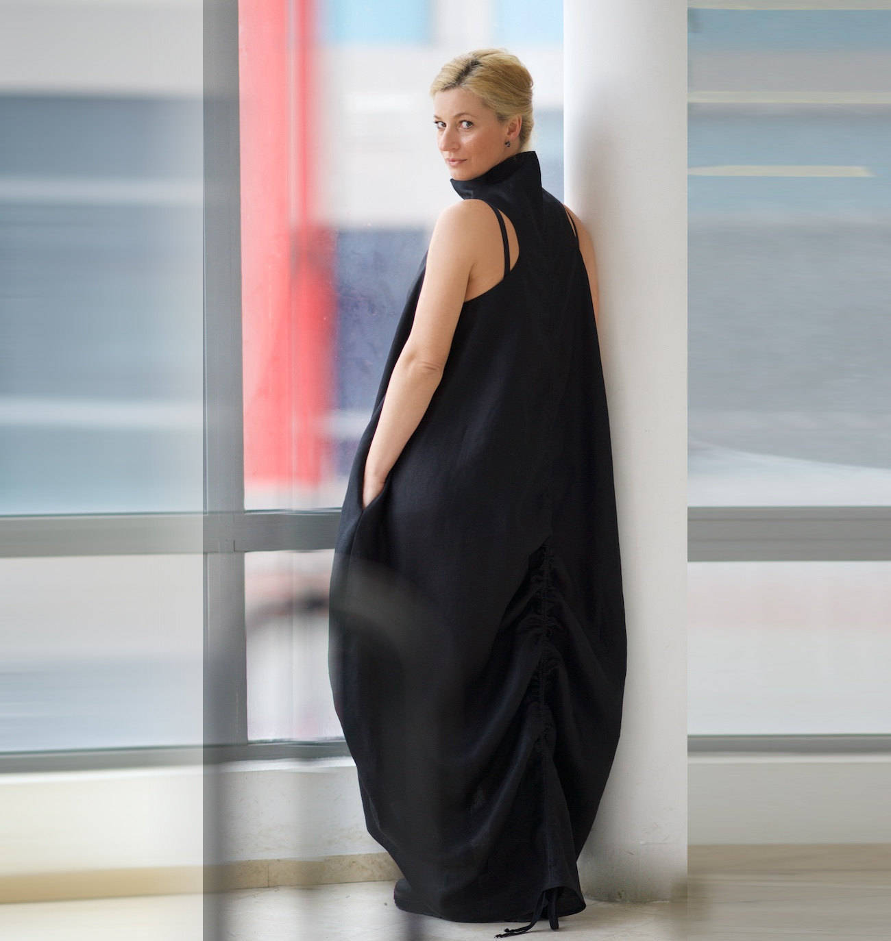 Sleeveless Linen High Neck Dress, Linen Maxi Dress, Black Linen Dress, Plus Size Maxi Dress, Summer Dress, 3XL / Night Blue Sleeveless Linen High Neck Dress, Linen Maxi Dress, Black Linen Dress, Plus Size Maxi Dress, Summer Dress, 3XL / Night Blue