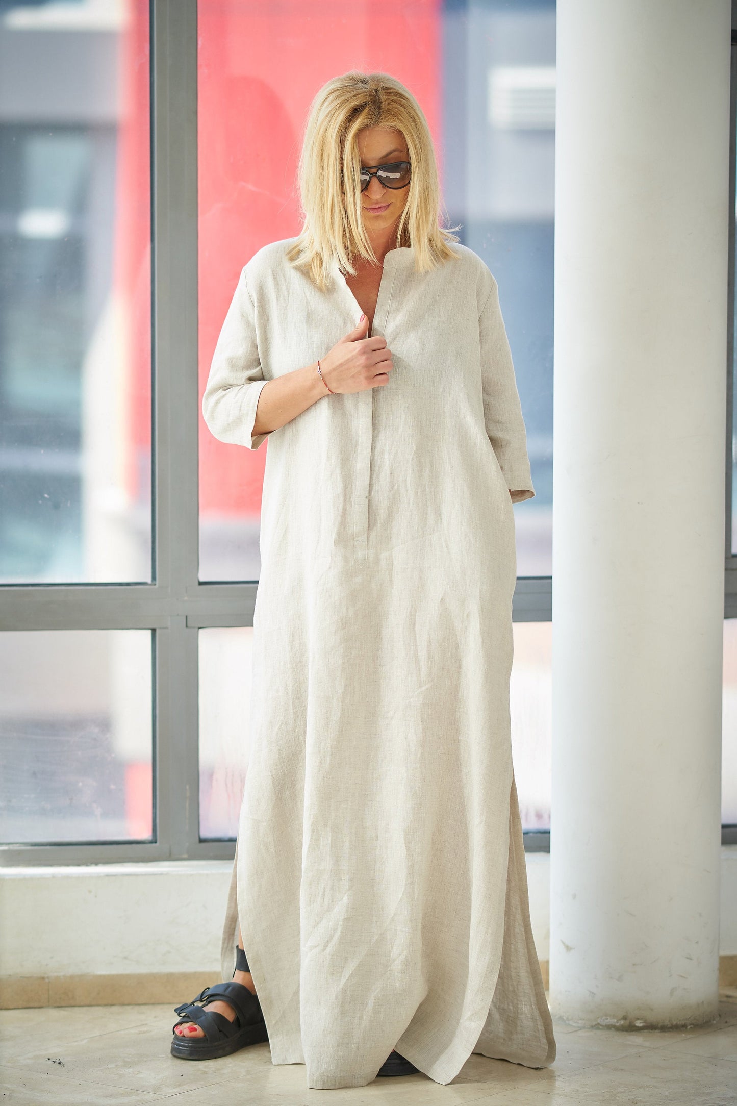 Linen Kaftan Dress, VisibleArtShop
