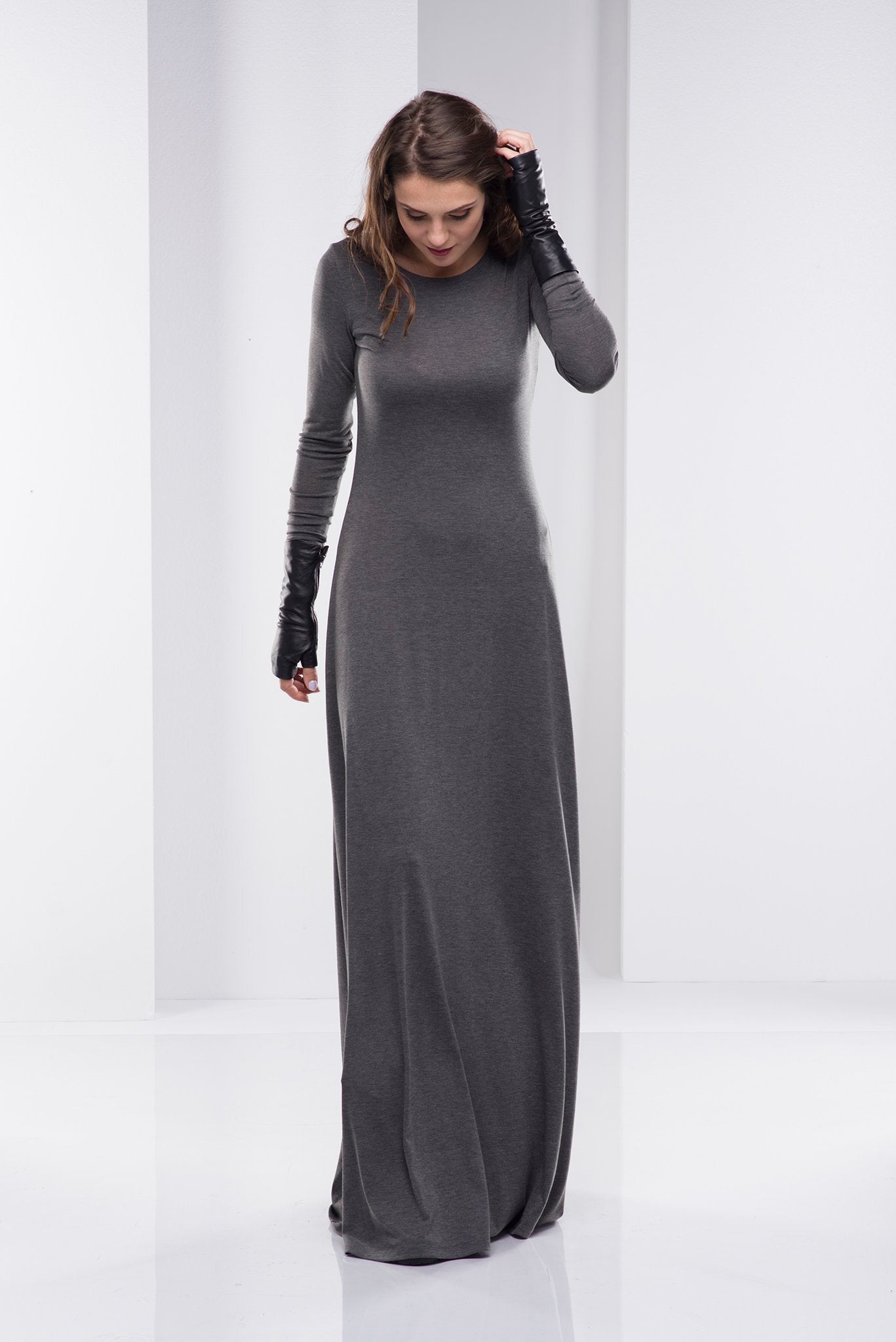 feminine long sleeve dress Melrose Ivory Long Sleeve Lace Maxi Dress - XXL Size - Women's Dresses