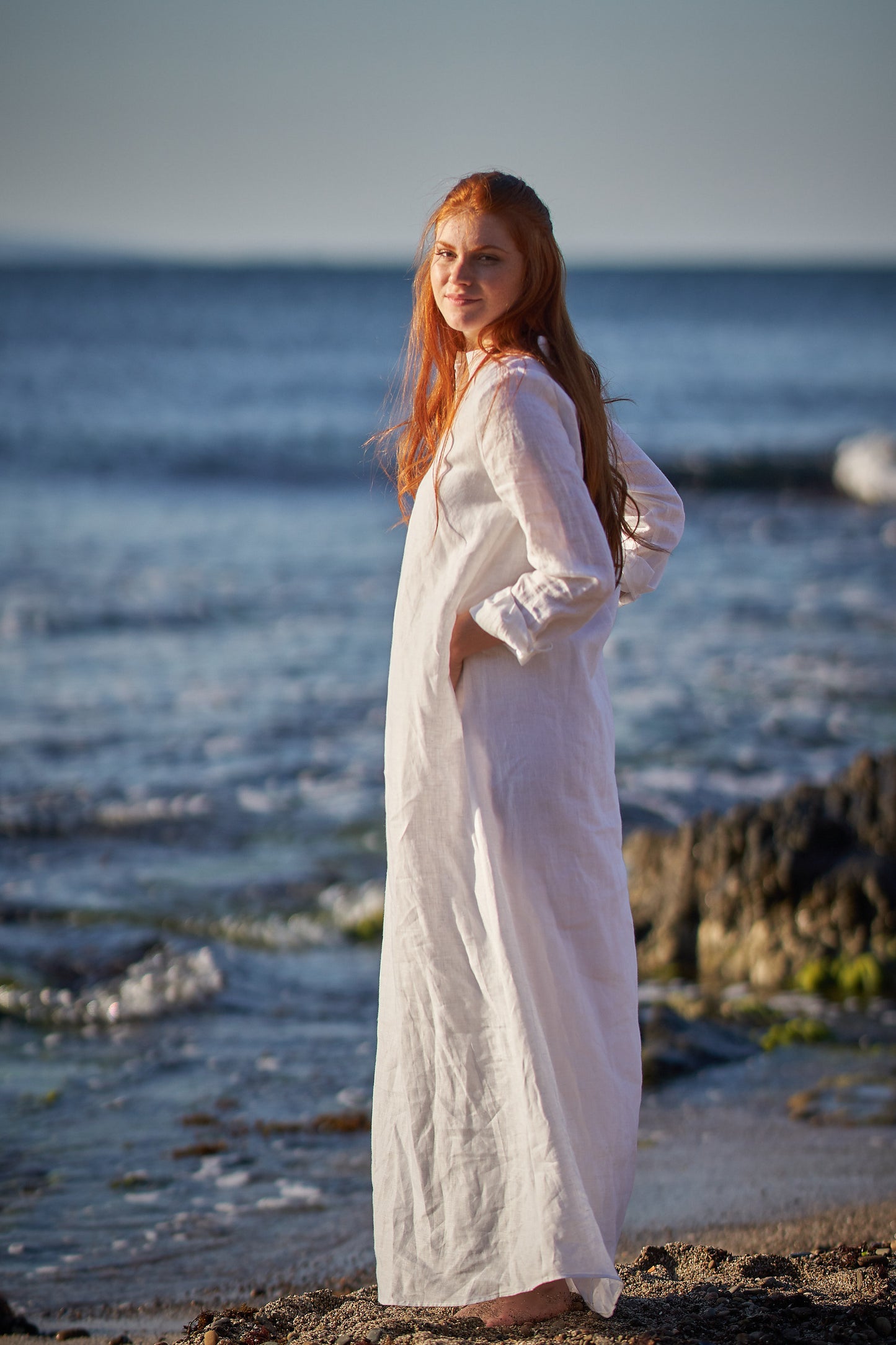 Full Sleeve Linen Kaftan Dress, VisibleArtShop
