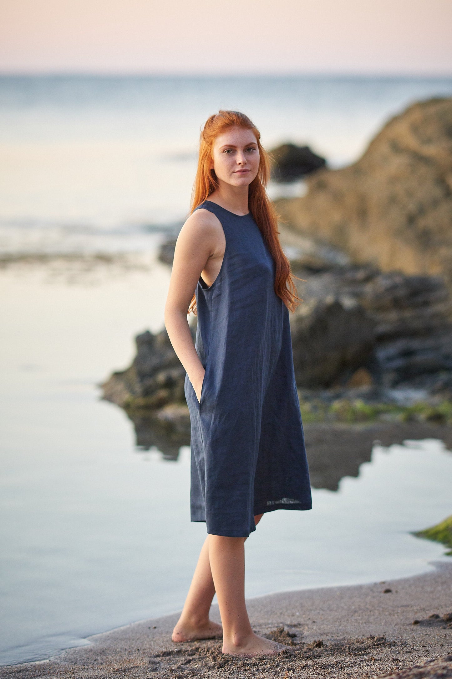 Pinafore Linen Dress, VisibleArtShop