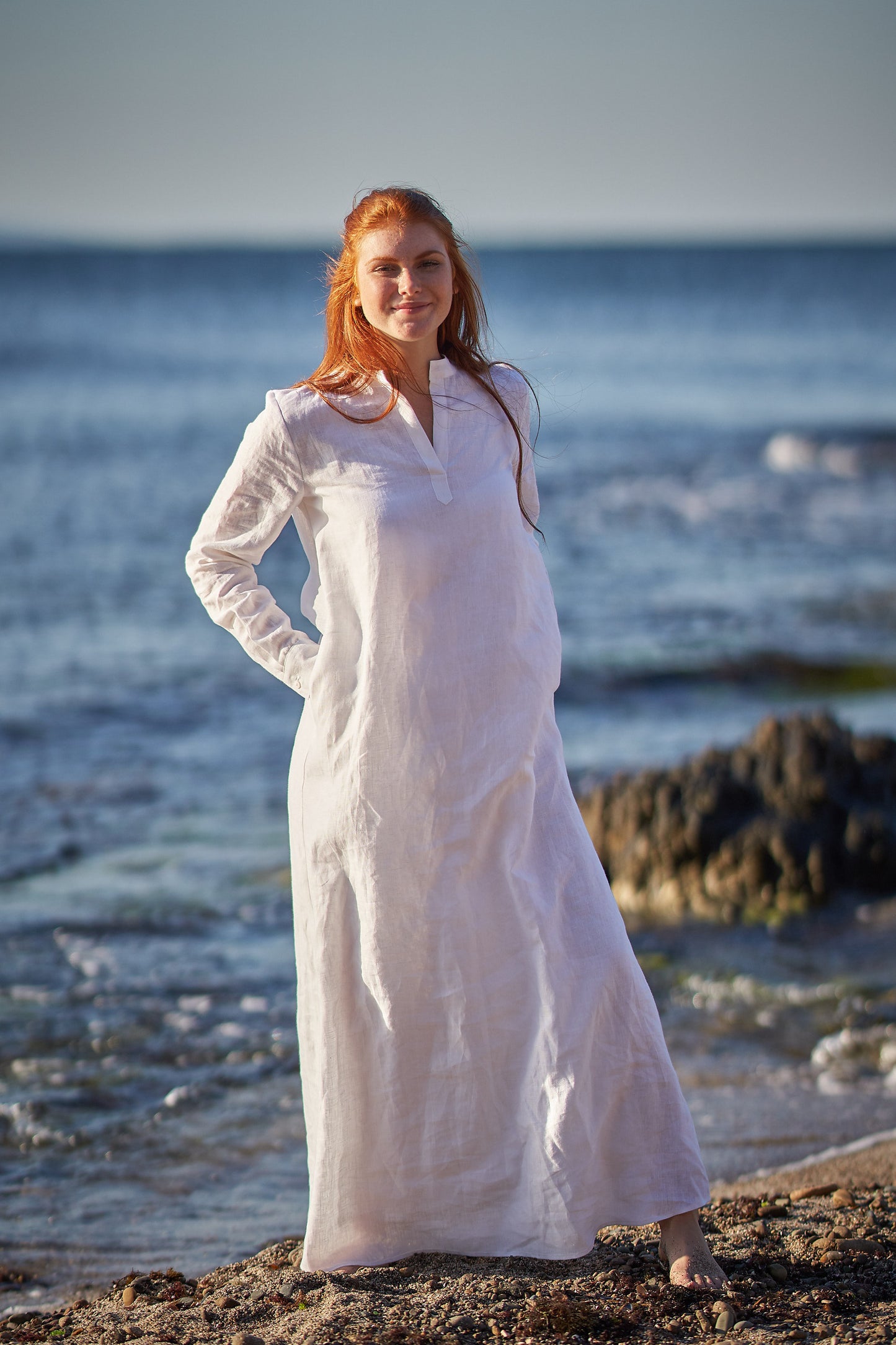 Full Sleeve Linen Kaftan Dress, VisibleArtShop
