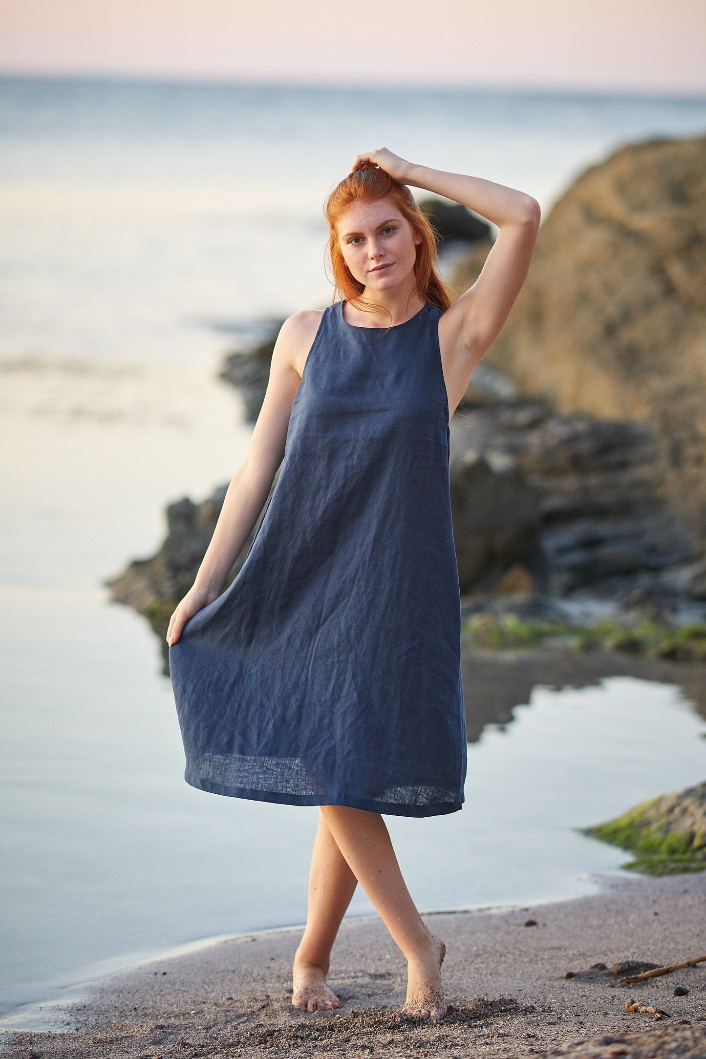 Pinafore Linen Dress, VisibleArtShop