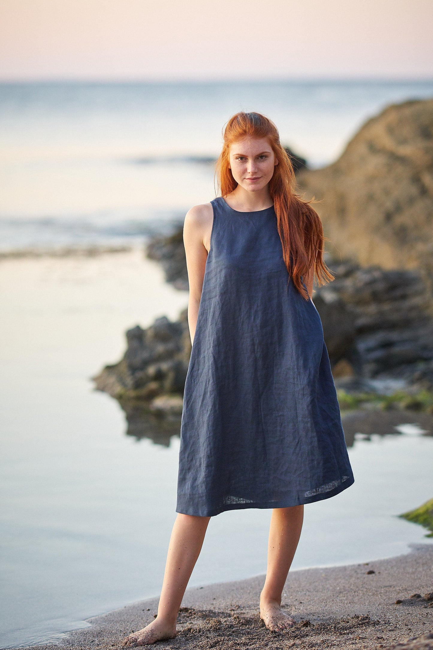 Pinafore Linen Dress, VisibleArtShop