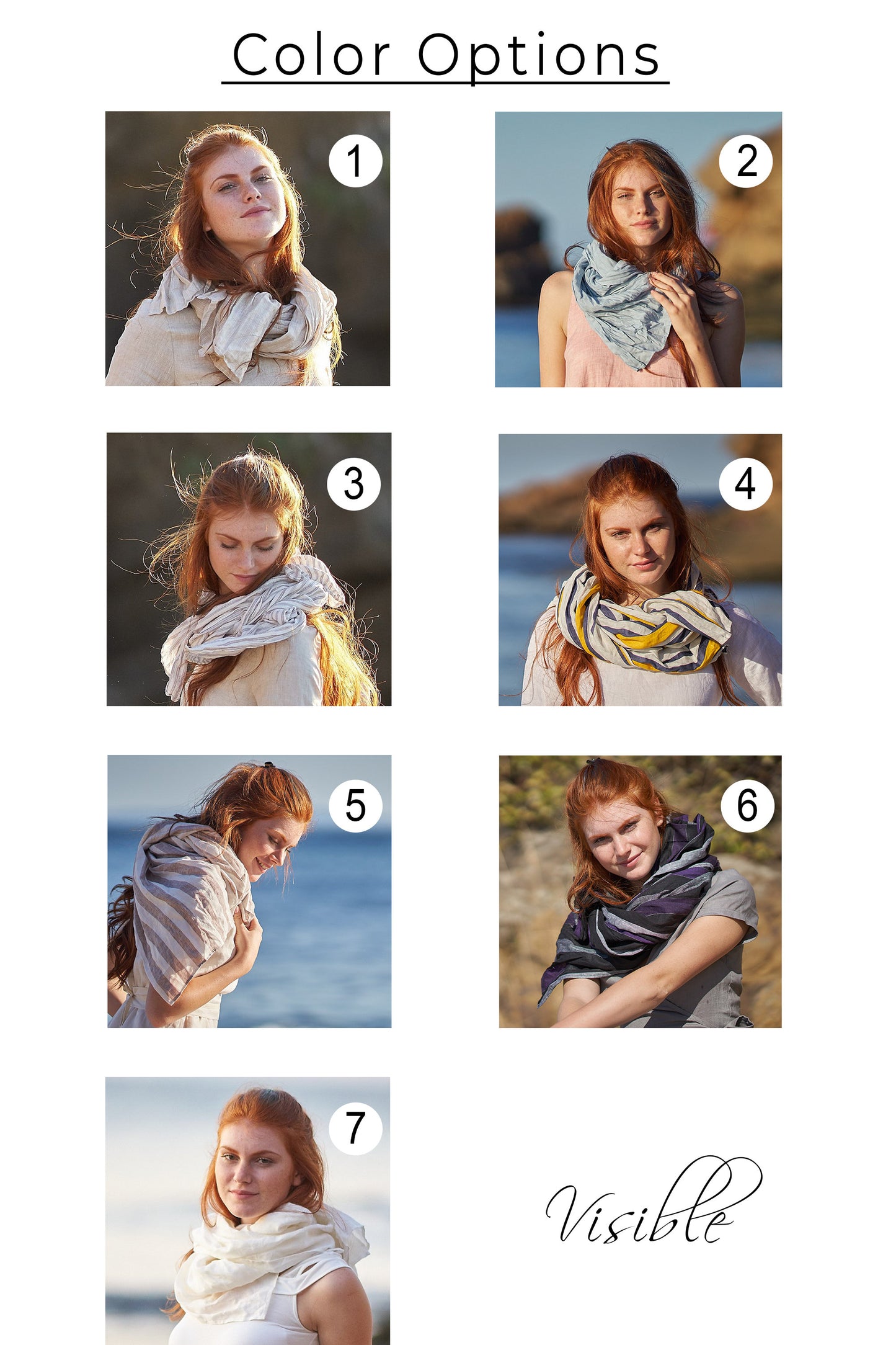 Light Blue Linen Scarf, VisibleArtShop