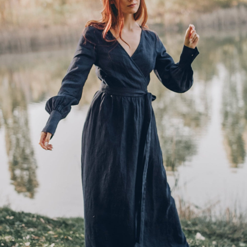 Long Sleeve Linen Maxi Dress, Heavyweight Wrap Linen Dress, Linen Autumn Dress, Dark Blue Dress for Women, Plus Size Dress, Linen Maxi Gown, M / Camel Long Sleeve Linen Maxi Dress, Heavyweight Wrap Linen Dress, Linen Autumn Dress, Dark Blue Dress for Women, Plus Size Dress, Linen Maxi Gown, M / Camel