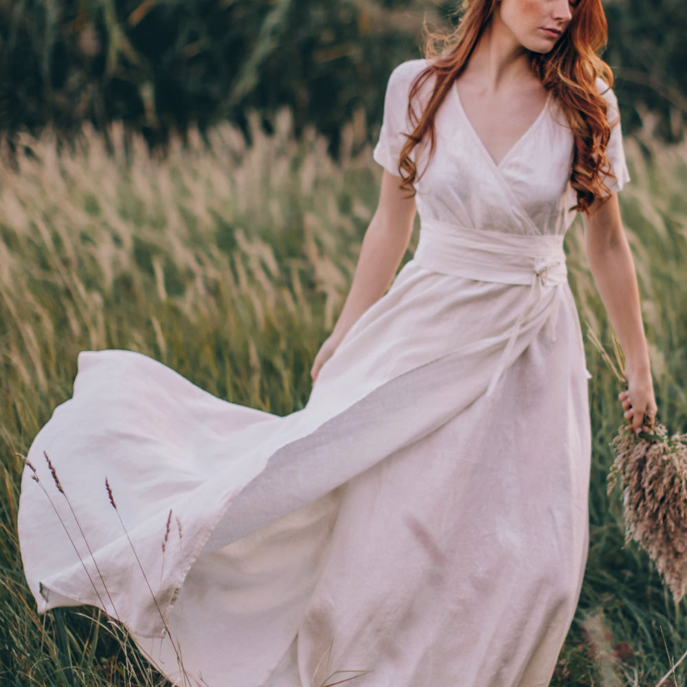 
                      
                        Maxi Linen Gown with Wrap Belt
                      
                    