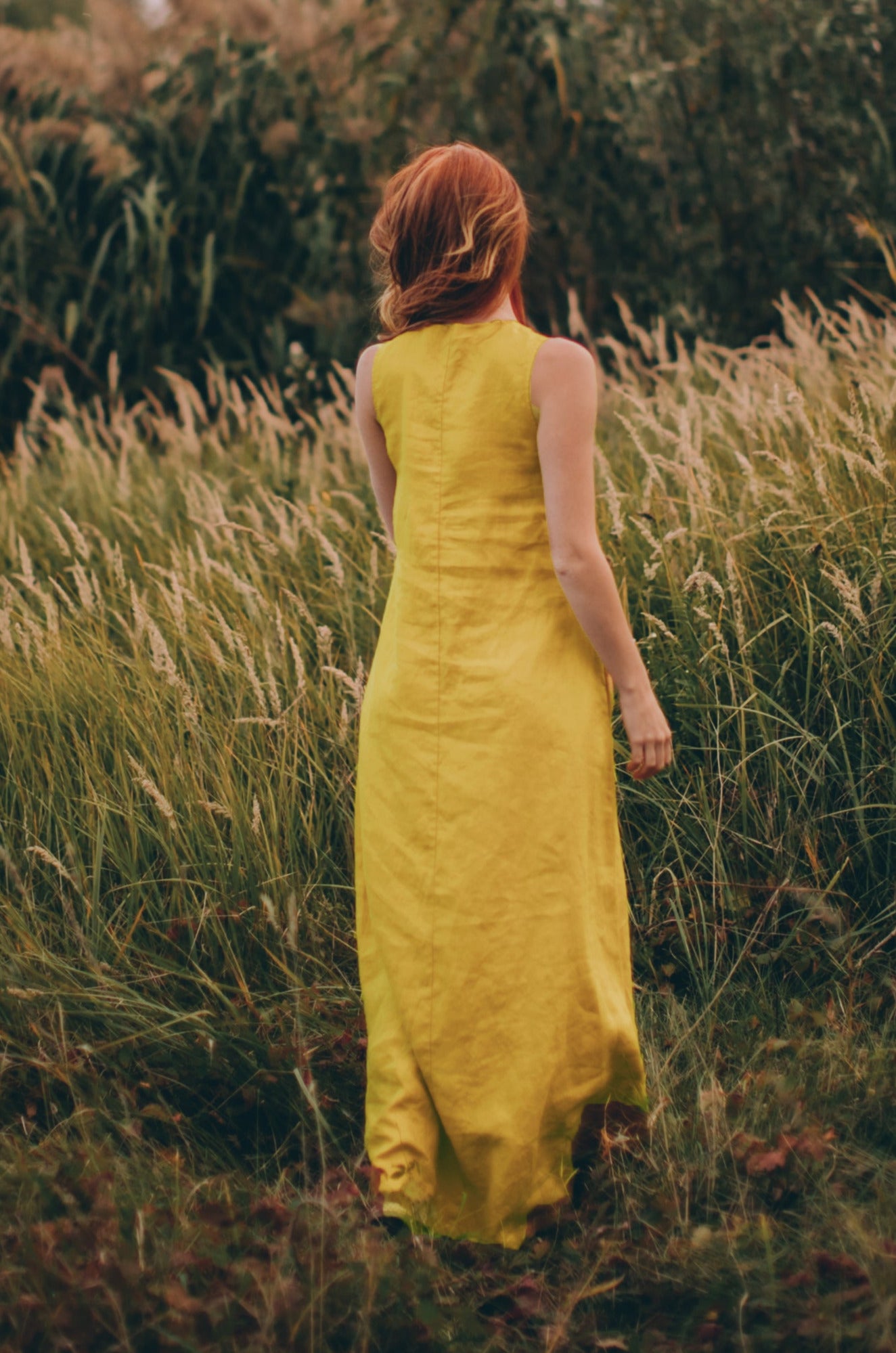 light yellow linen dress Resorts Yellow Linen Blend Maxi Dress - US 8