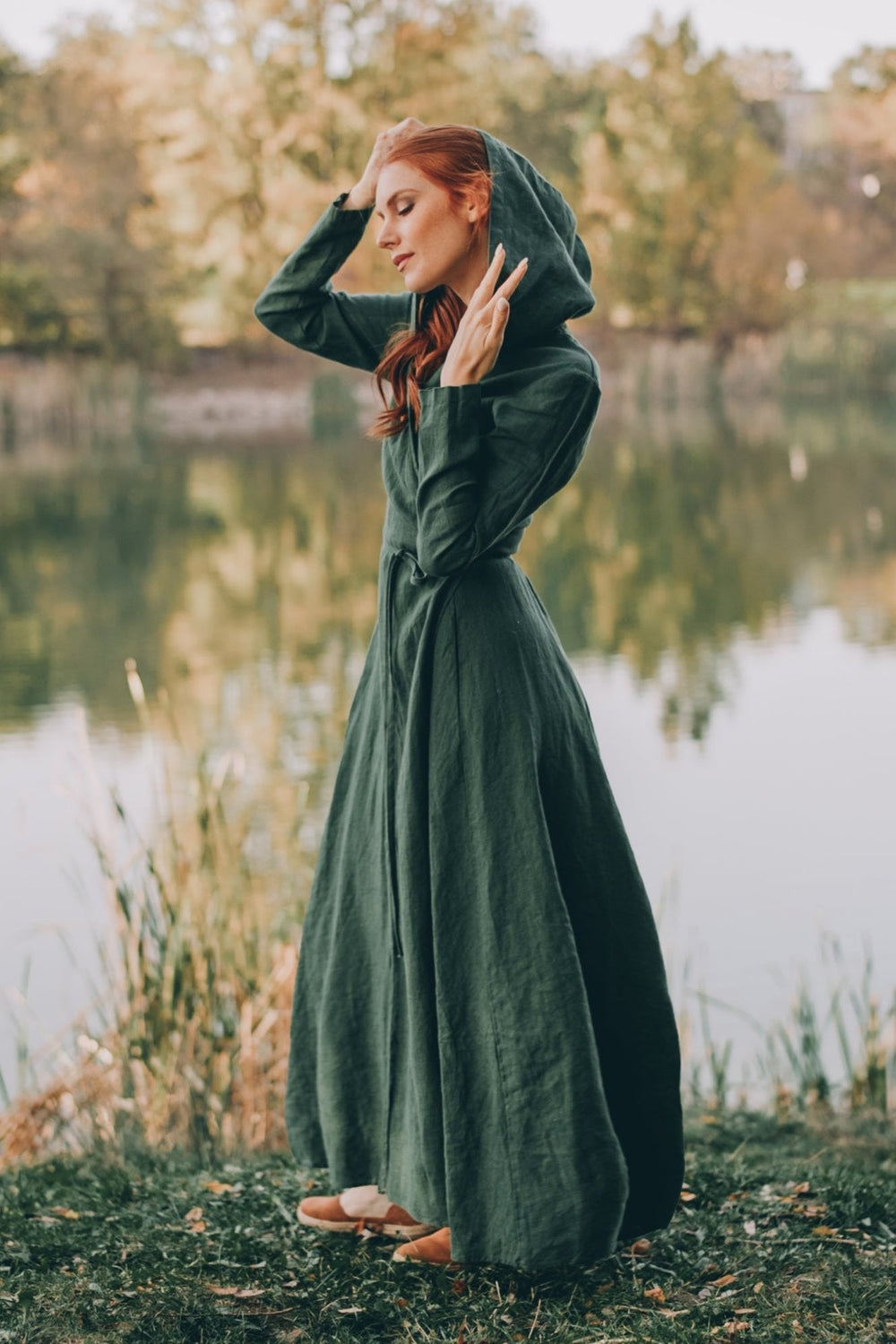 Hooded Linen Maxi Dress with Tie Waist, Hooded Linen Maxi Dress, Heavyweight Wrap Linen Dress with Hood, Spring Dress for Women, 2XL / Natural Hooded Linen Maxi Dress with Tie Waist, Hooded Linen Maxi Dress, Heavyweight Wrap Linen Dress with Hood, Spring Dress for Women, 2XL / Natural