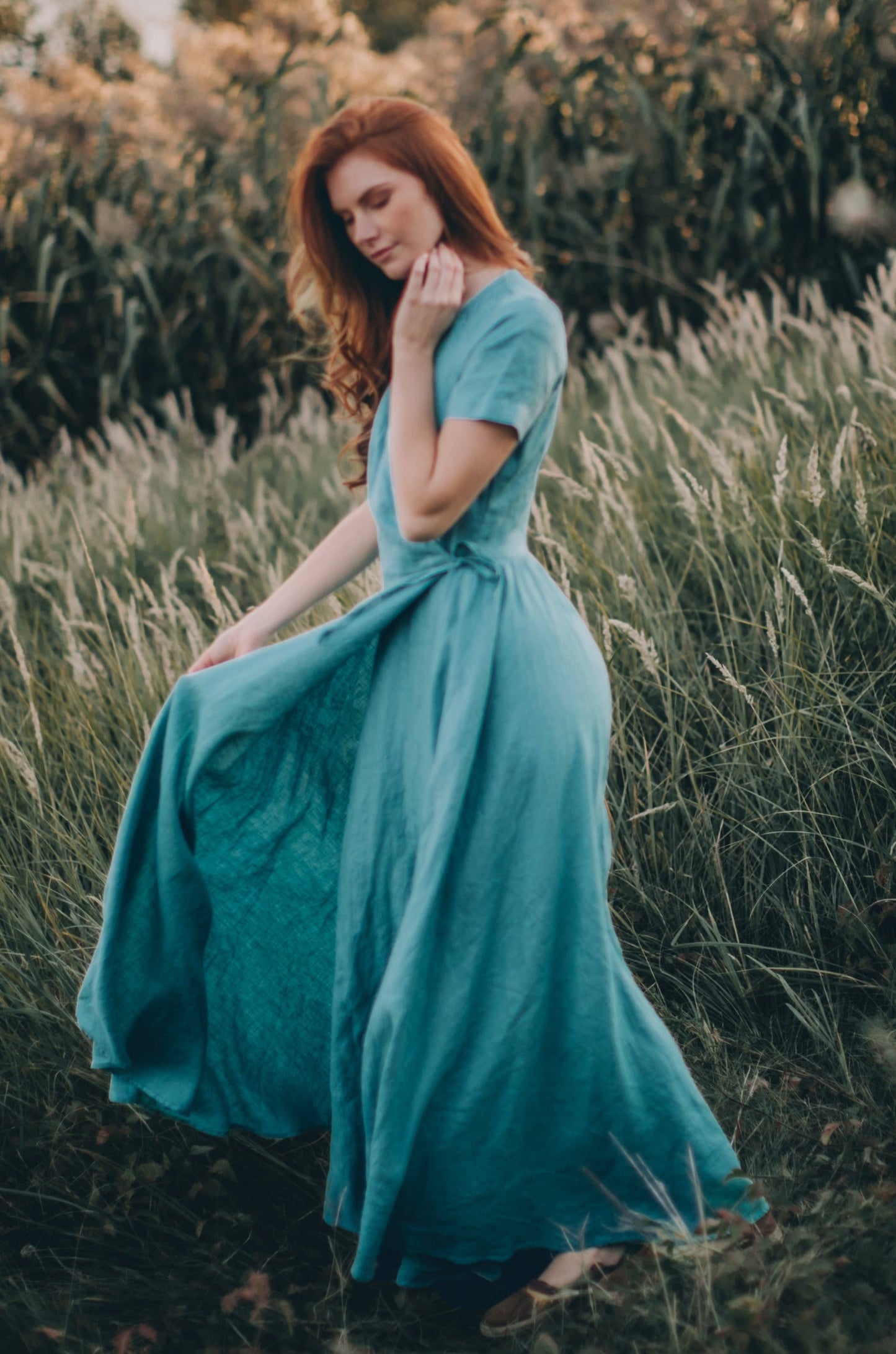 Maxi Linen Gown - Bohemian Summer Dress in 100% Linen | Made to Order VisibleArtShop Maxi Linen Gown - Bohemian Summer Dress in 100% Linen | Made to Order VisibleArtShop