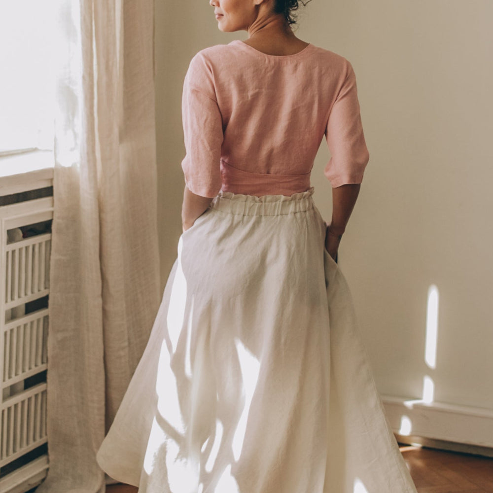 
                      
                        Rich Linen Midi Skirt
                      
                    