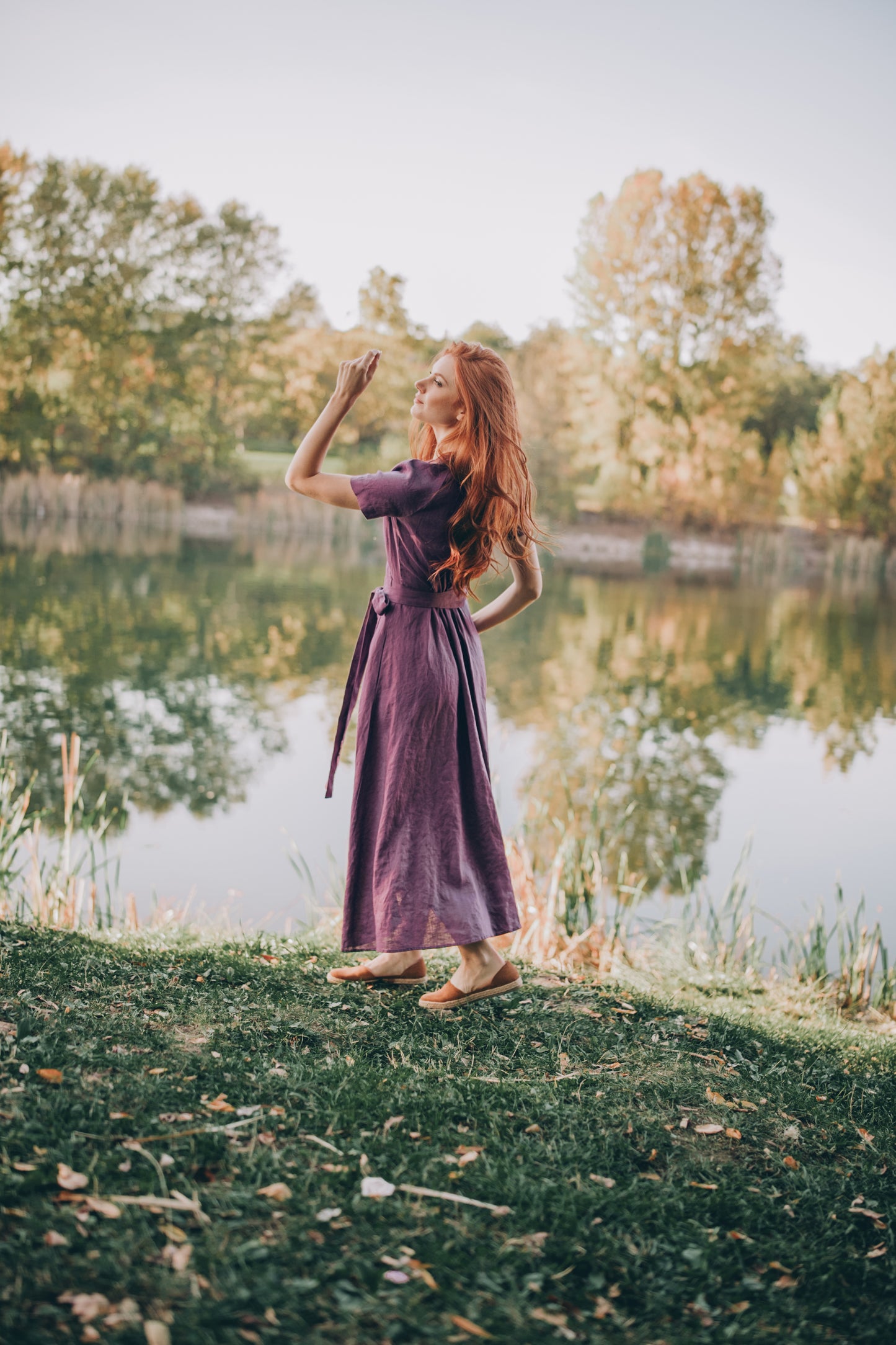 Linen Wrap Dress for Women, Purple Midi Dress, Linen Summer Dress, Amethyst Linen Dress, Chic Comfort Dress, Bohemian Linen Clothing Women, 2XL / Linen Wrap Dress for Women, Purple Midi Dress, Linen Summer Dress, Amethyst Linen Dress, Chic Comfort Dress, Bohemian Linen Clothing Women, 2XL /