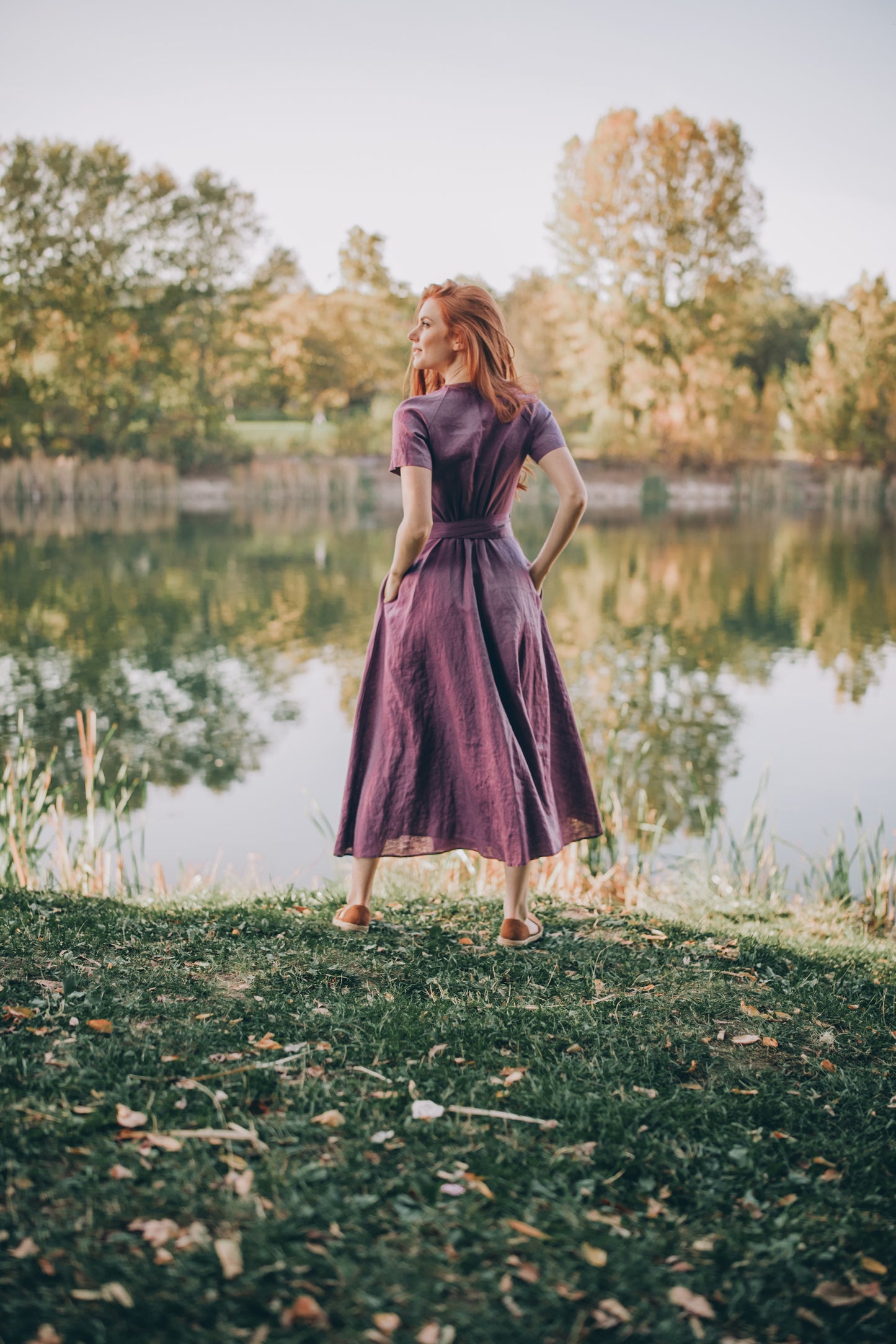 midi purple dresses for women Purple Elegant Midi Dress S / Purple