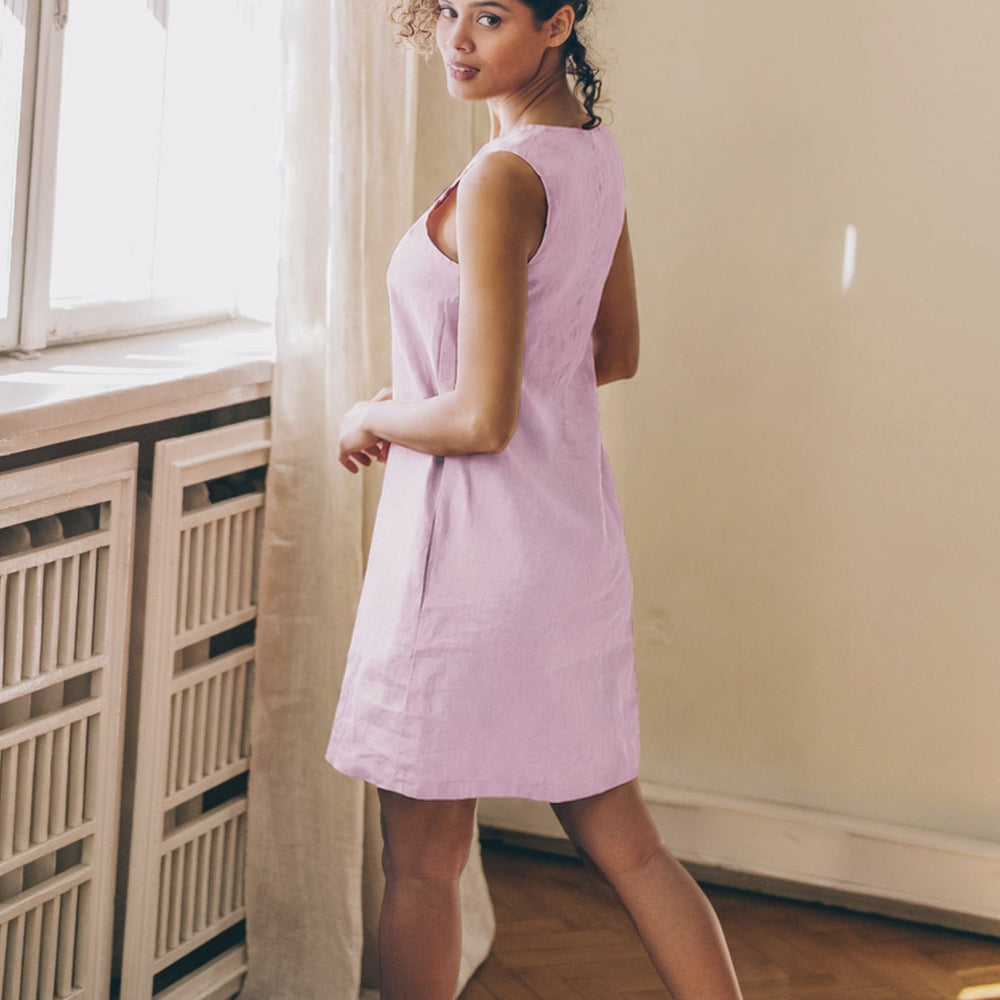 midi linen dress mini Maeve Short-Sleeve Wrap-Back Slim Made from 100% pure linen Ivy Linen Short Sleeve Midi