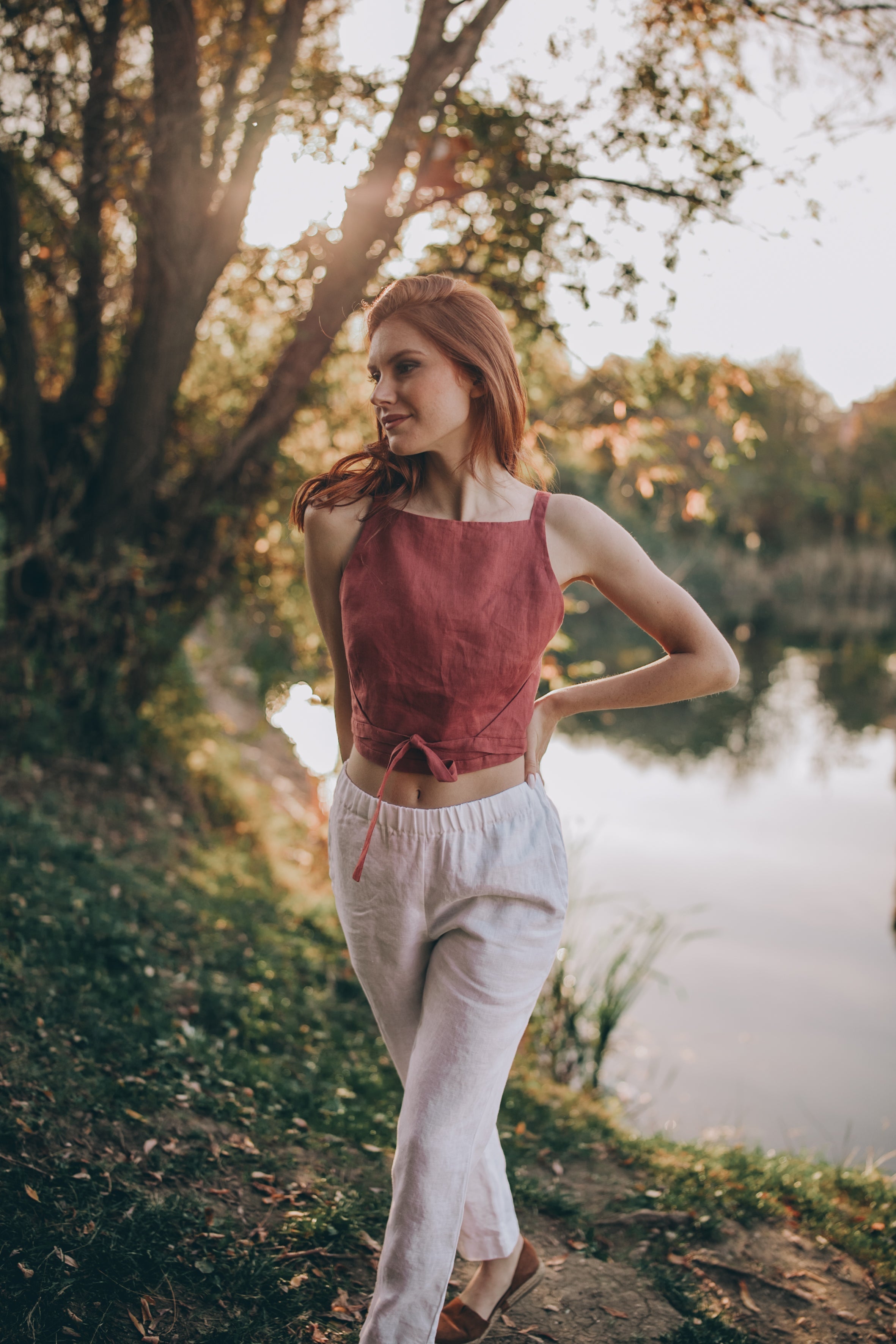 Double Wrap Linen Top - Elegant and Breathable Linen Blouse