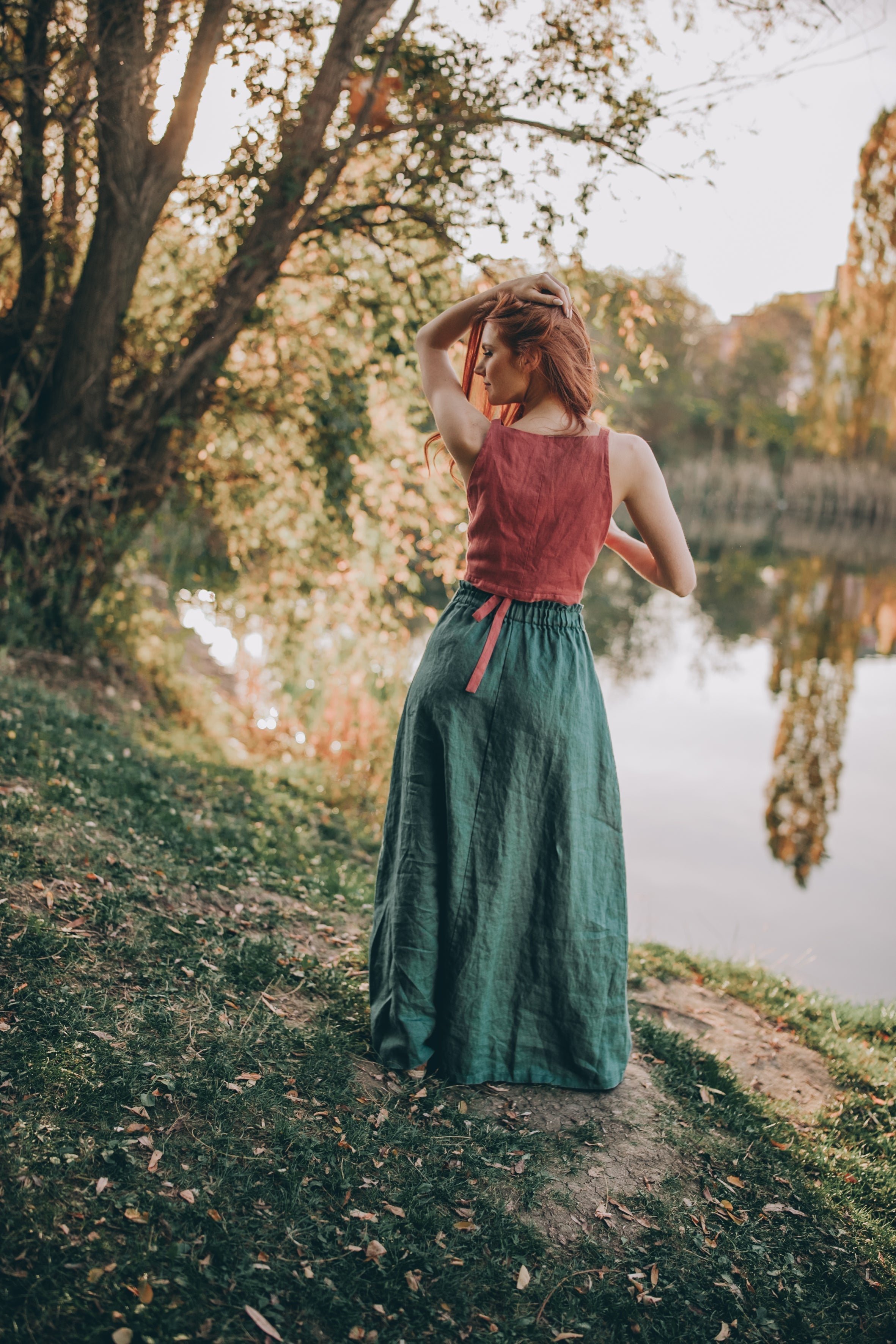 Double Wrap Linen Top - Elegant and Breathable Linen Blouse