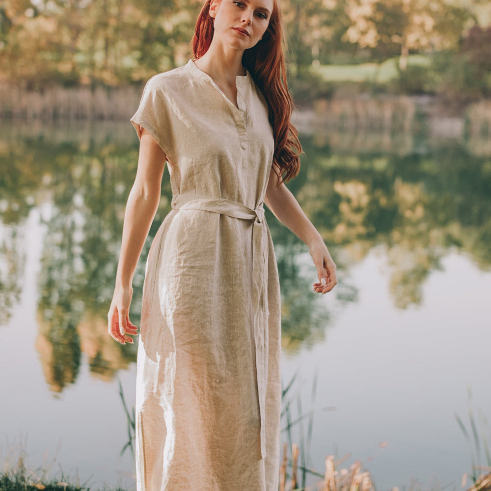 relaxed linen shirt dress Linen Relaxed Popover Shirtdress