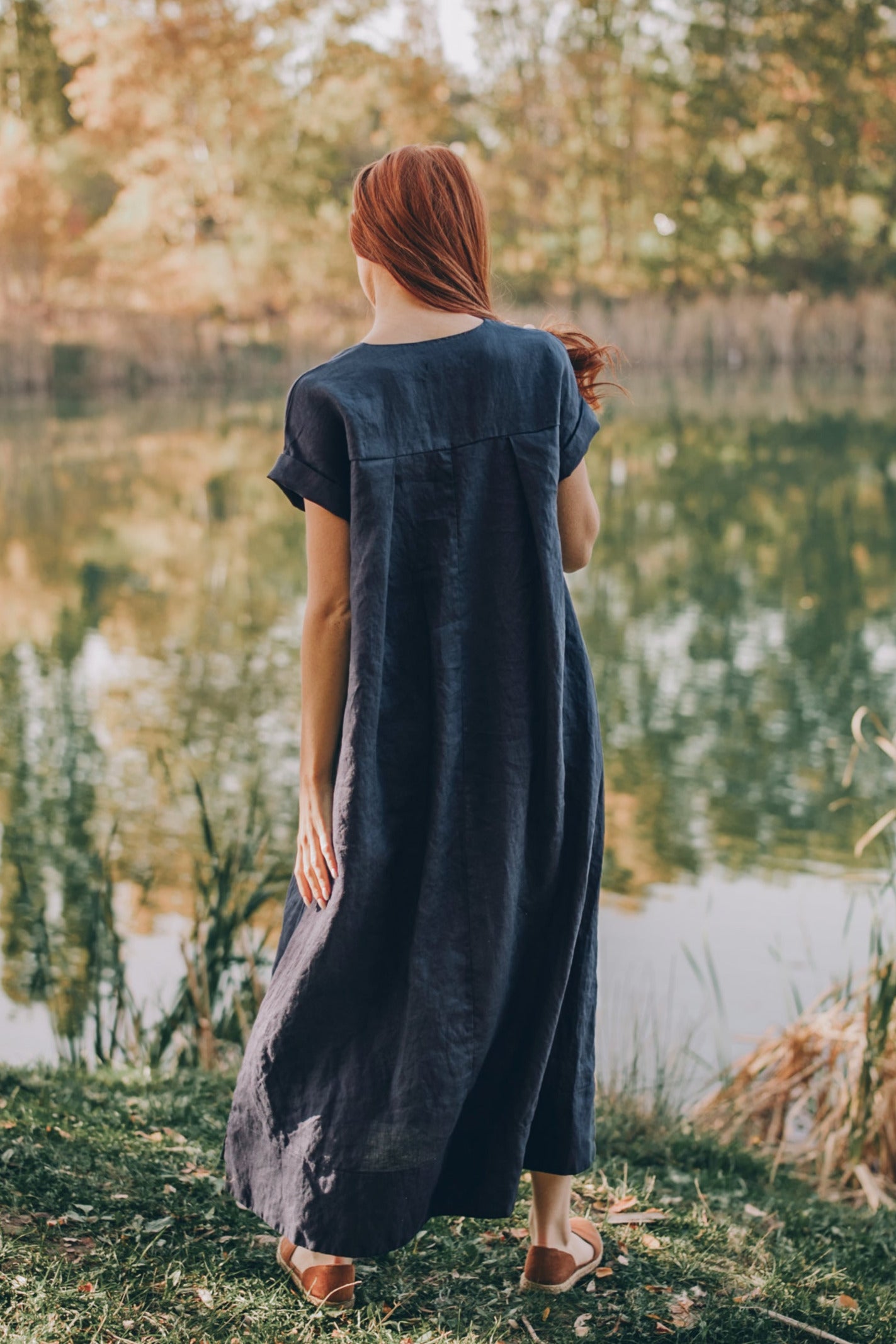 linen day dress ROVE Midi Dress - Back Ties